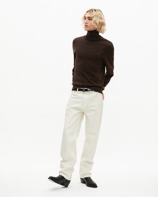 Brown merino wool turtleneck sweater