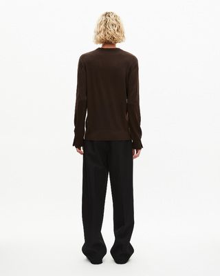 Brown merino wool round-neck sweater