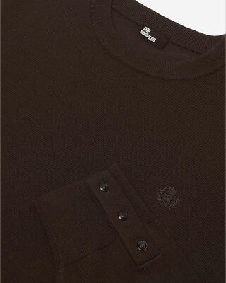 Brown merino wool round-neck sweater