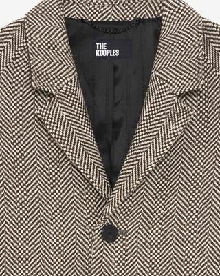 Long brown wool herringbone coat