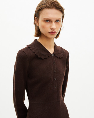 Short brown knit dress