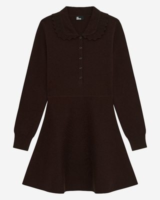 Short brown knit dress