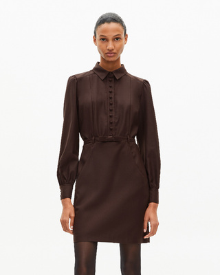 Short dress in brown wool