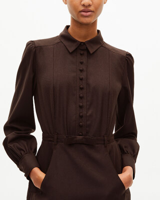 Short dress in brown wool