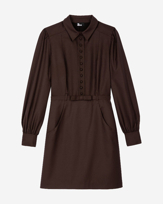 Short dress in brown wool