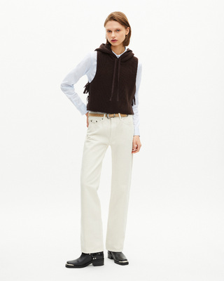 Brown wool and cotton sleeveless sweater