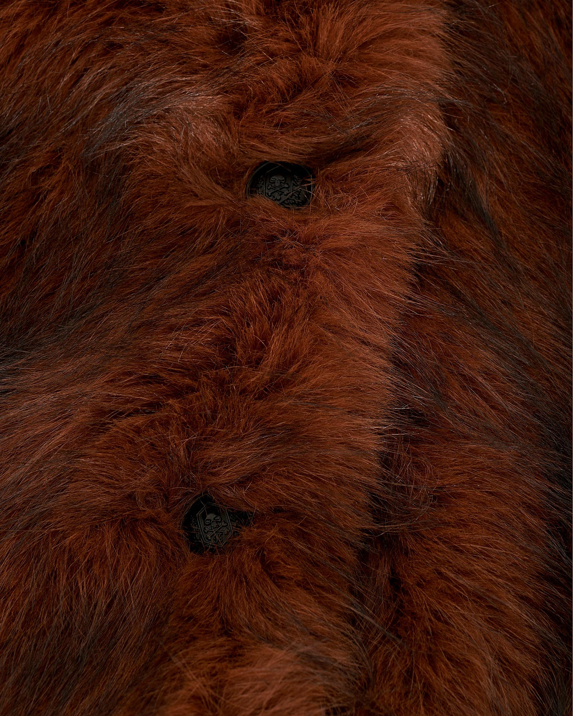 Brown fur-effect short coat
