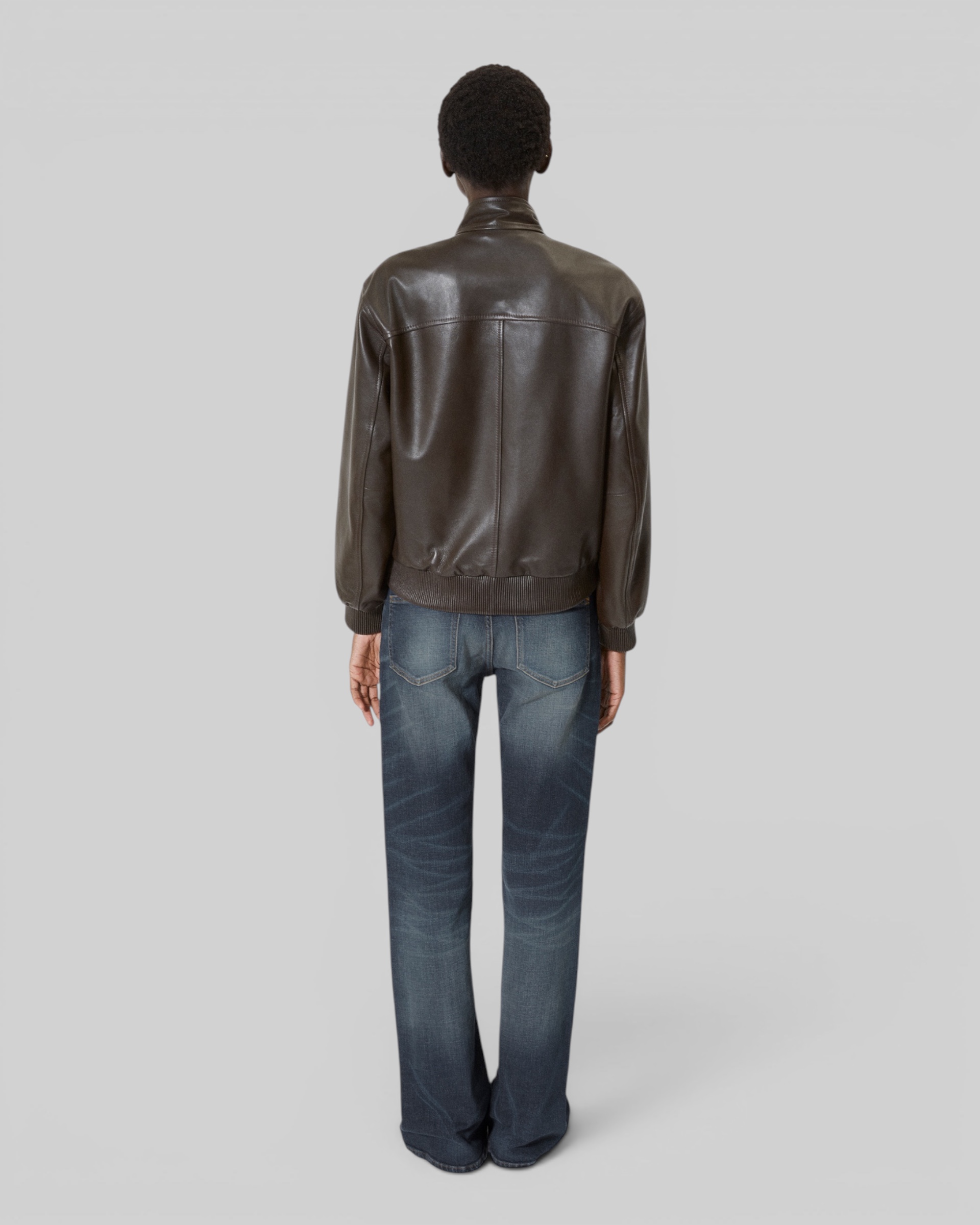 Brown leather zipped jacket
