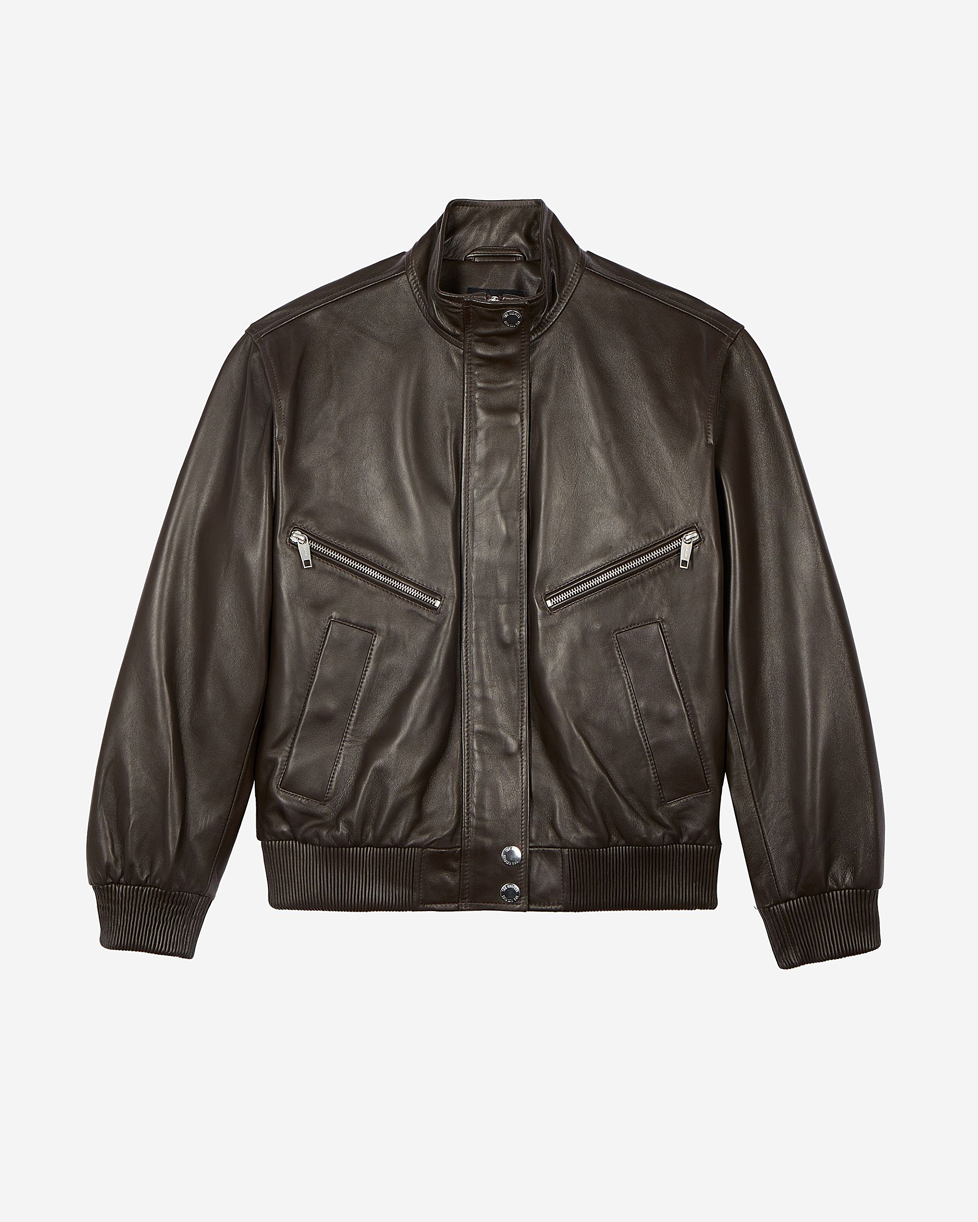 Brown leather zipped jacket