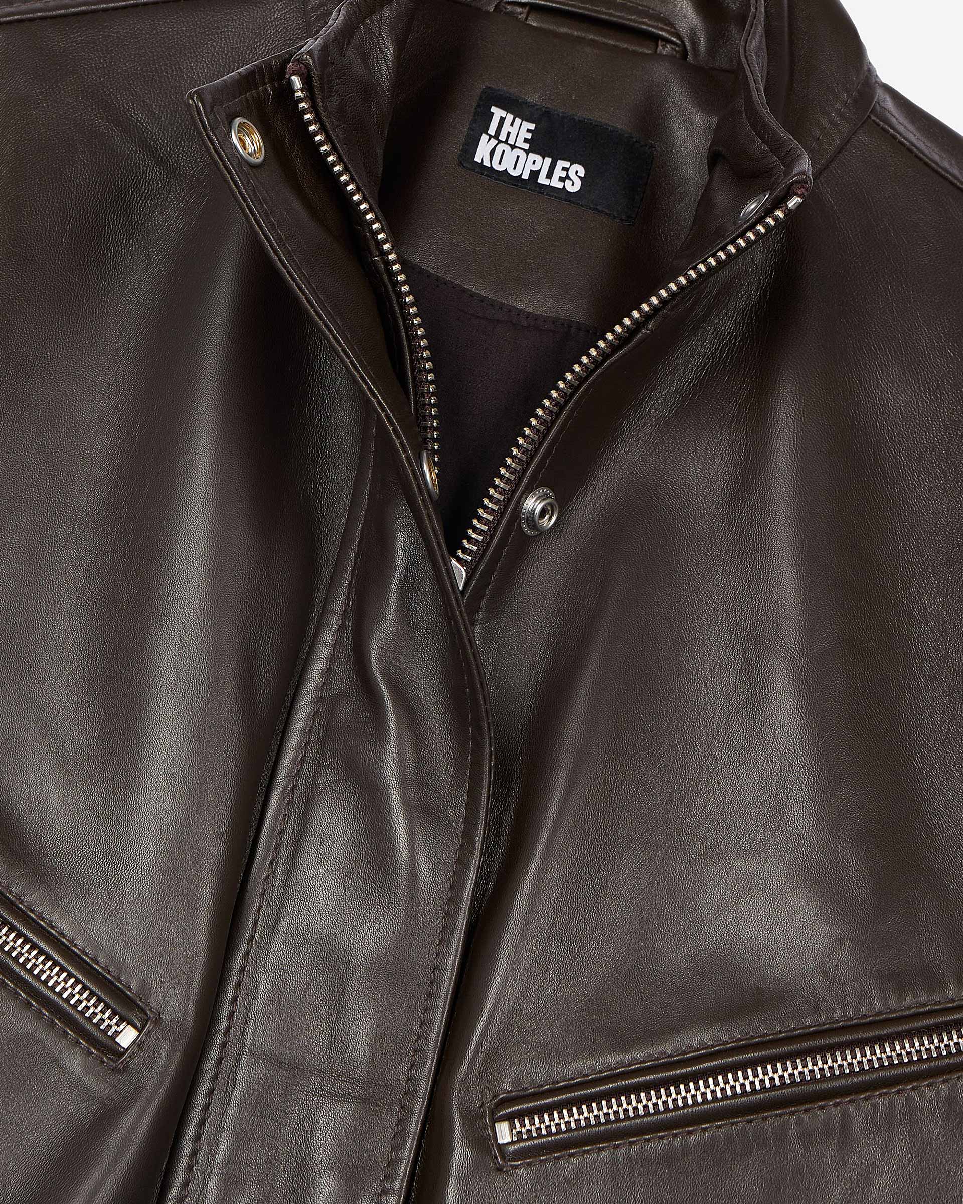 Brown leather zipped jacket