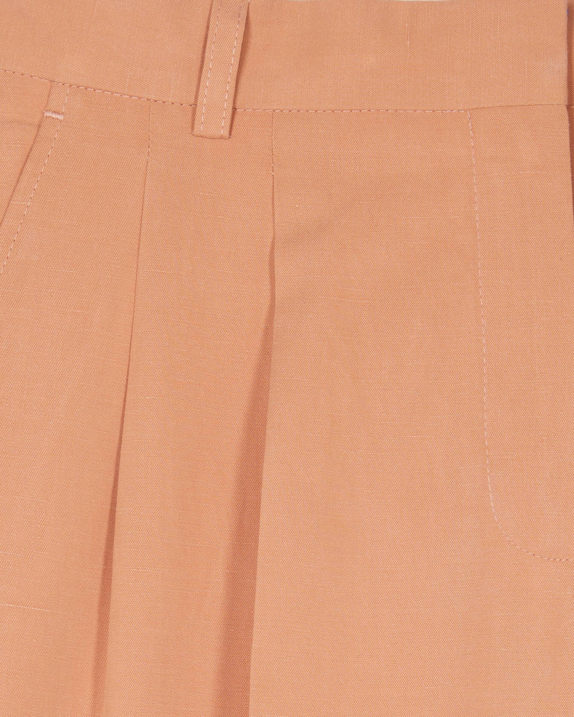 Wide-leg tailored pants in light orange linen and cotton