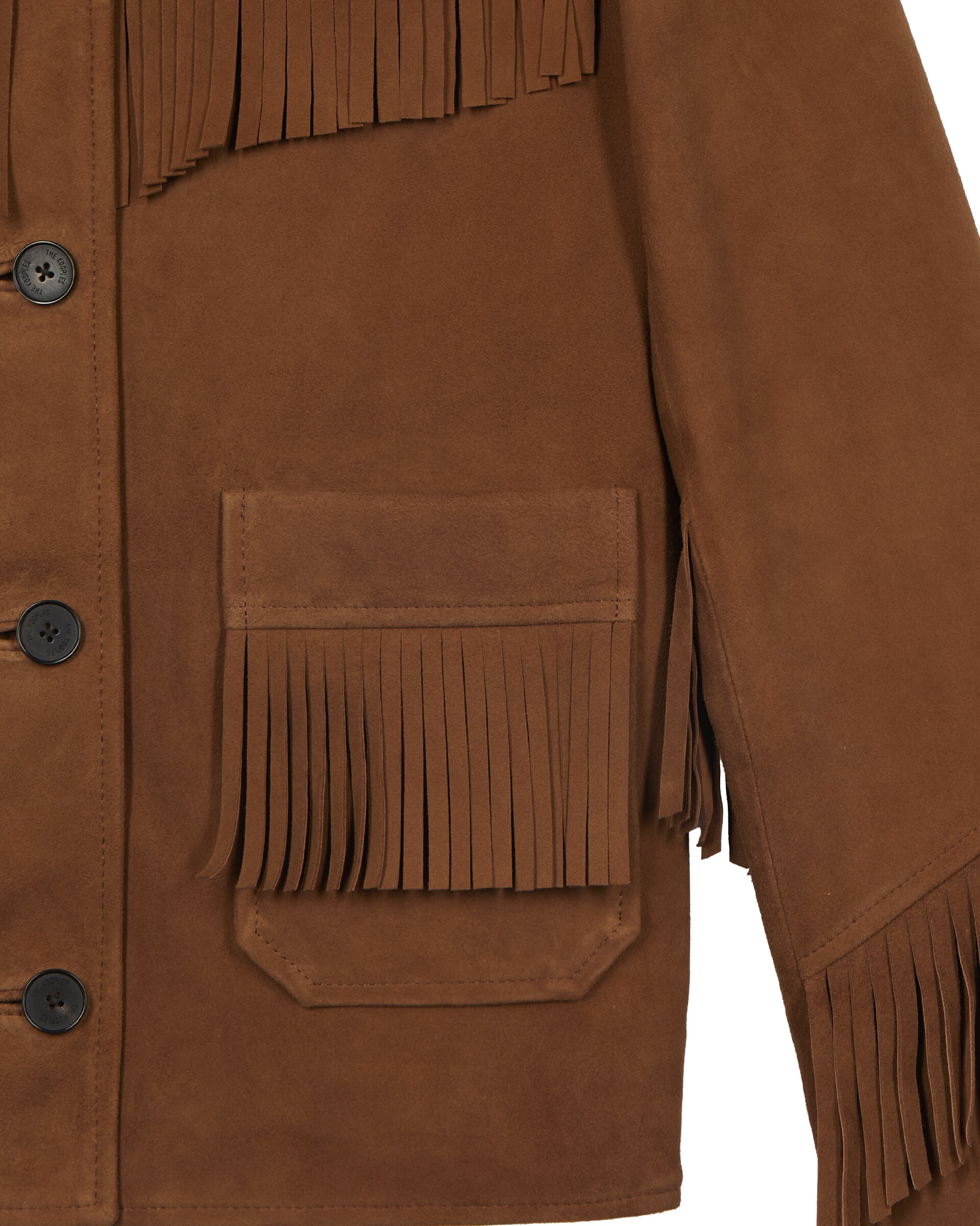 Suede leather jacket with camel fringe