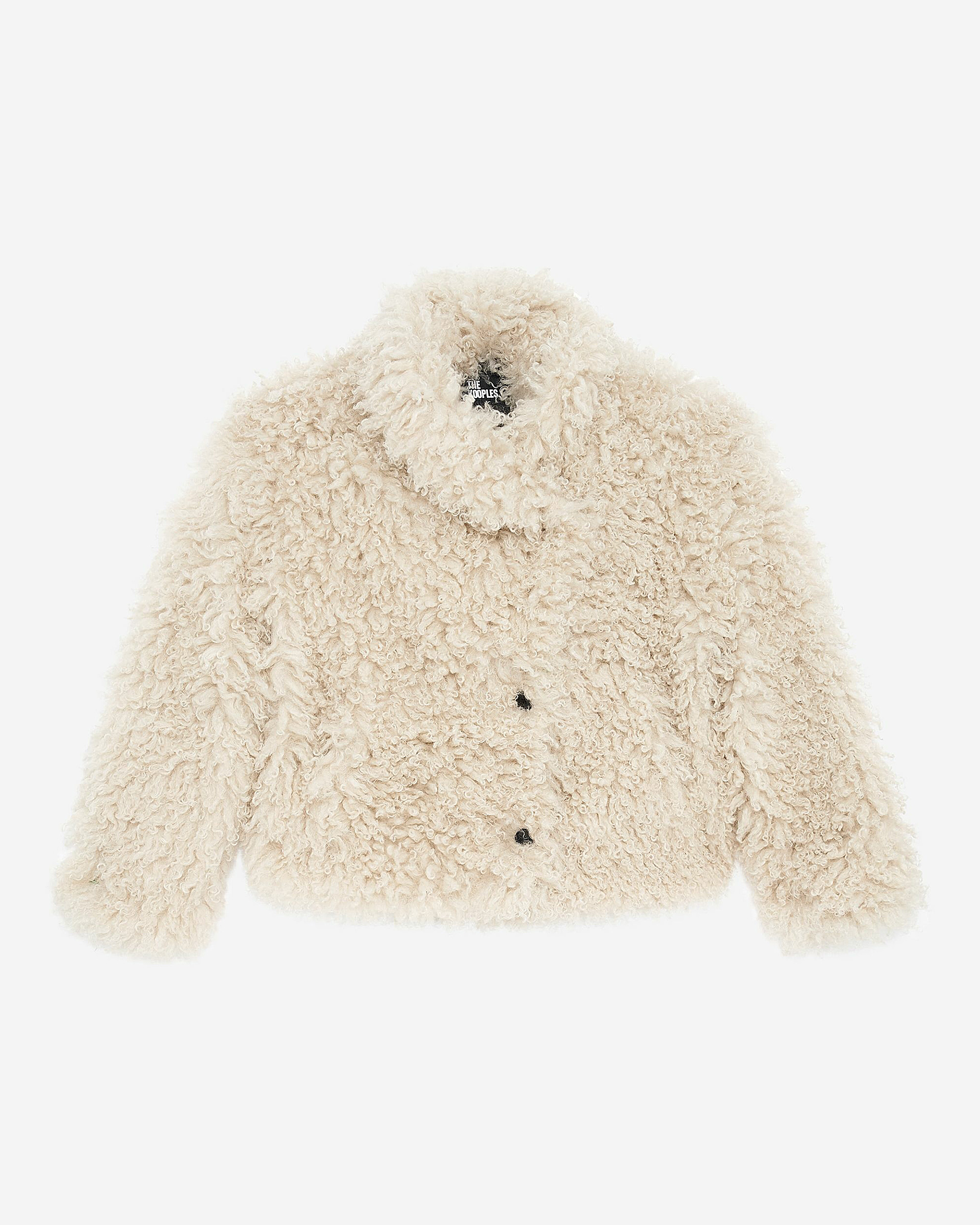 Short ecru fur-effect coat