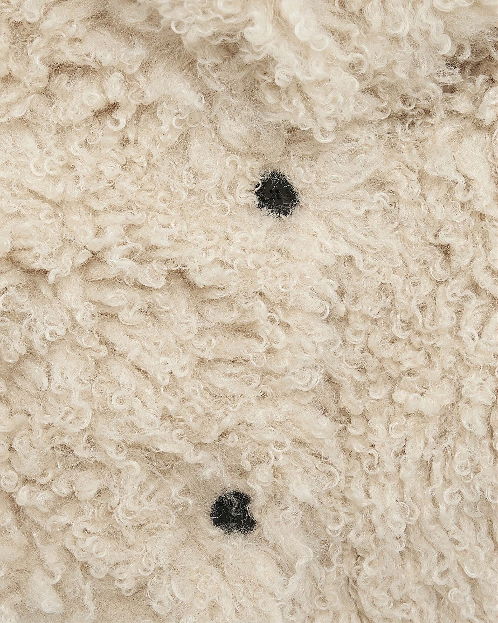 Short ecru fur-effect coat