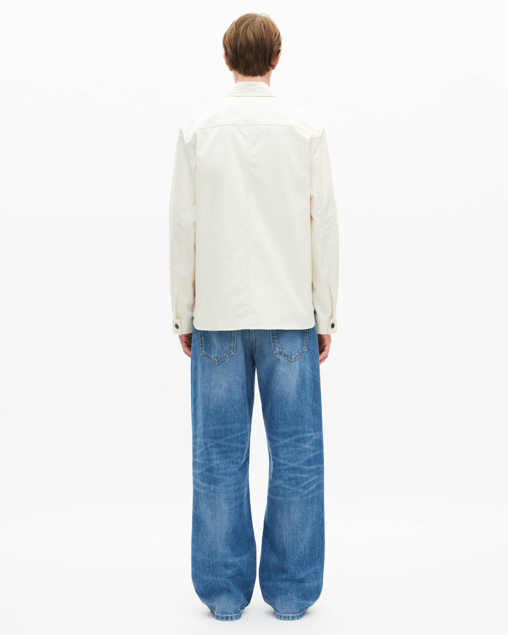 Overshirt with patch pockets in ecru