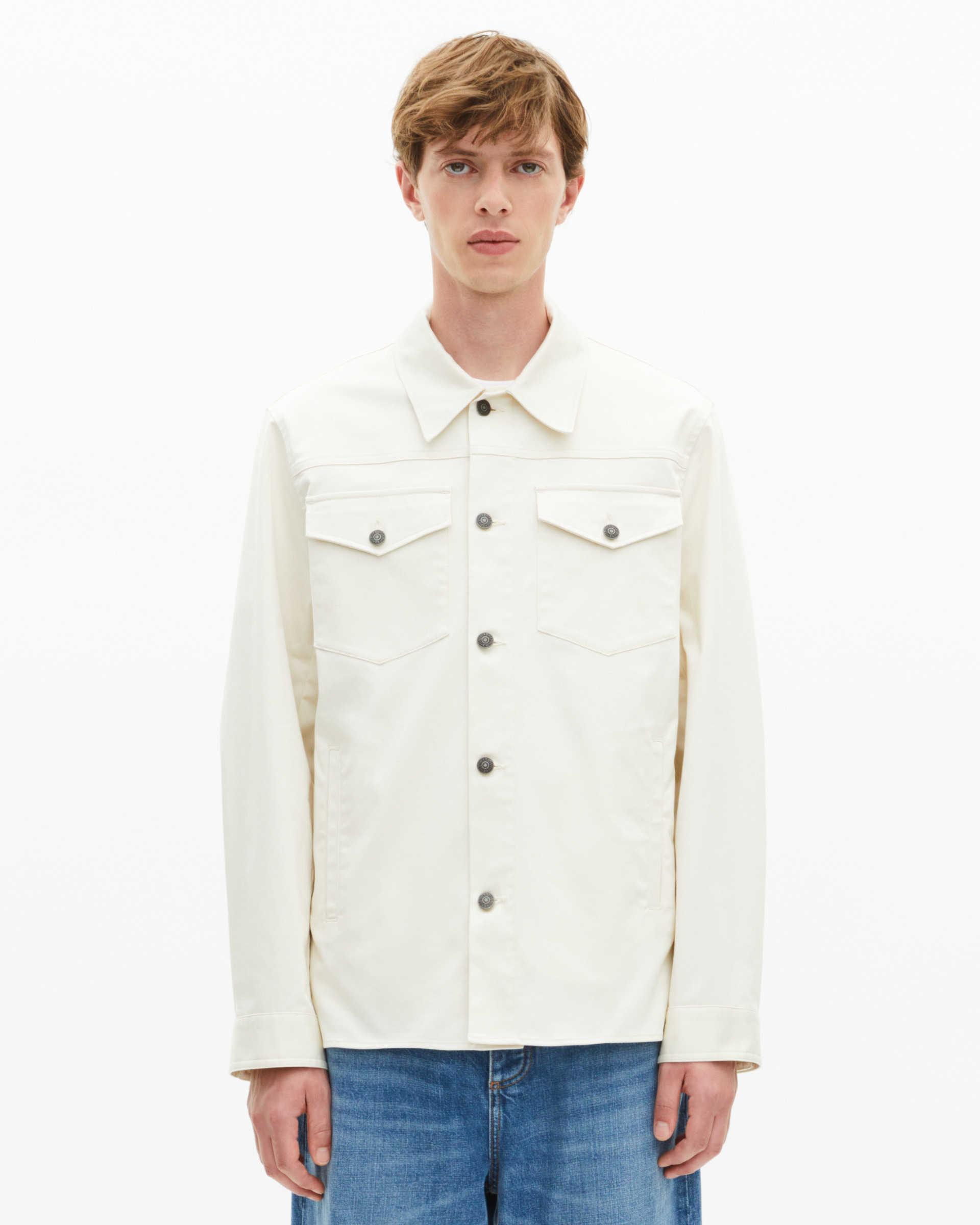 Overshirt with patch pockets in ecru