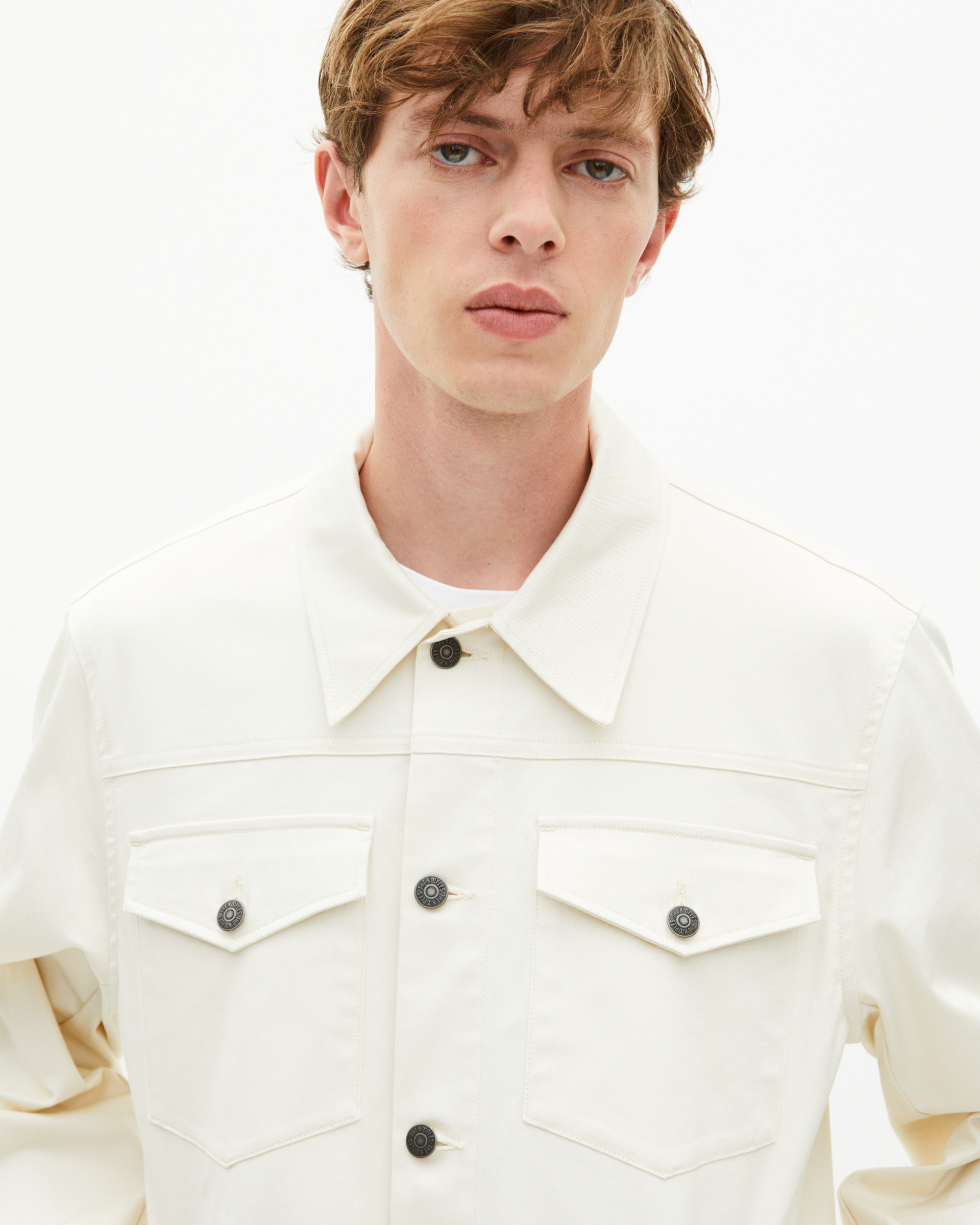 Overshirt with patch pockets in ecru