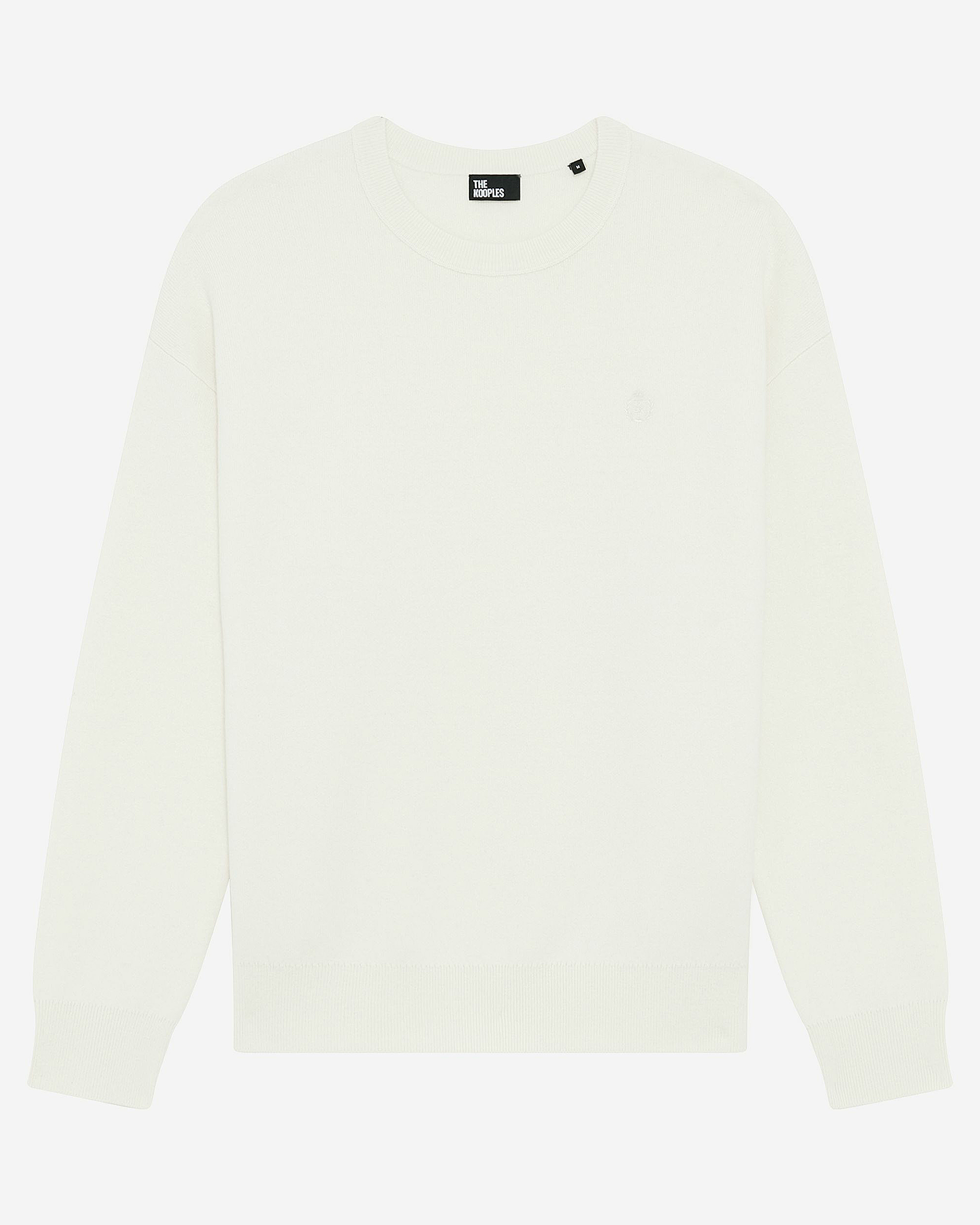 Round-neck double-faced wool sweater ecru