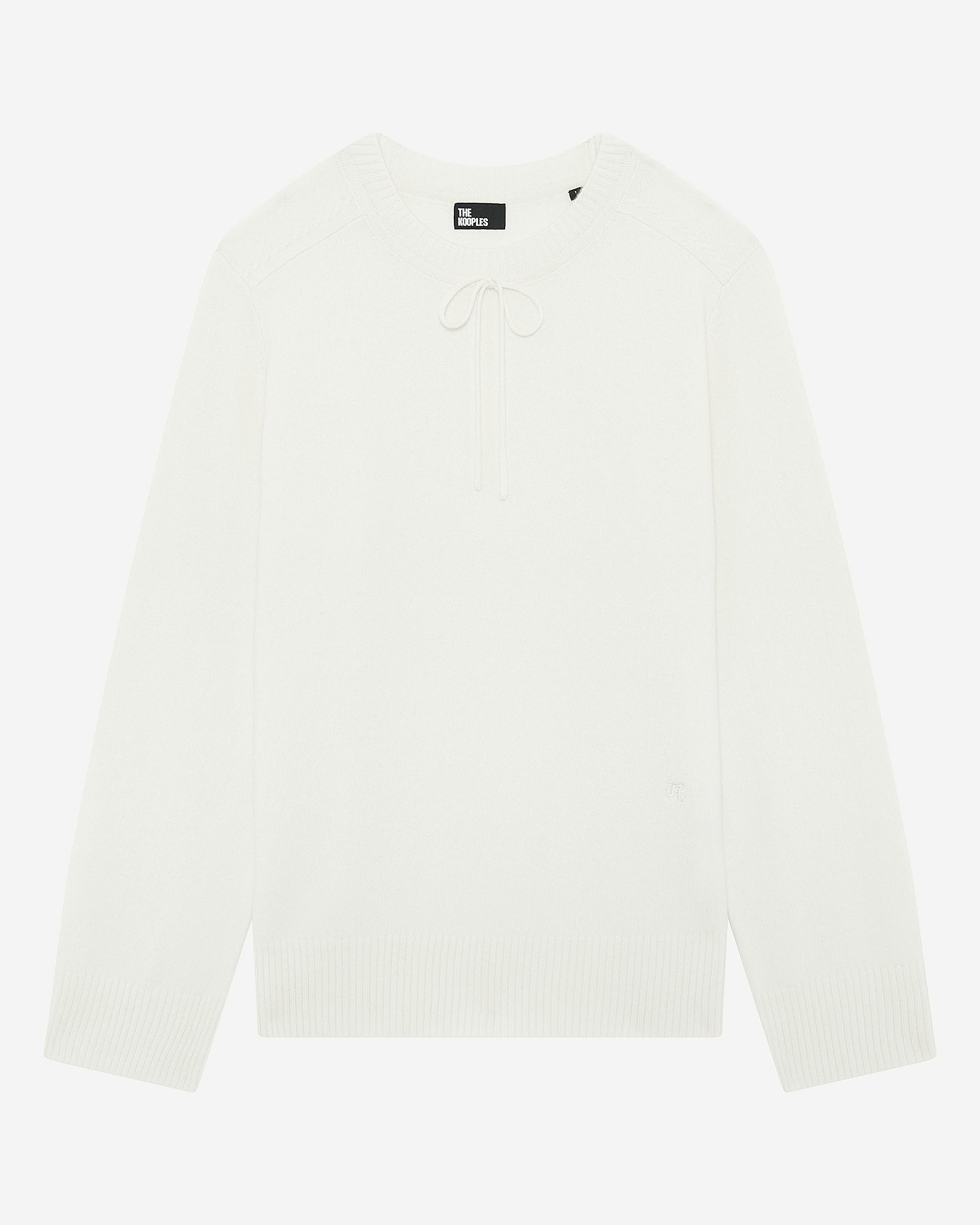 Round-neck cashmere sweater, ecru