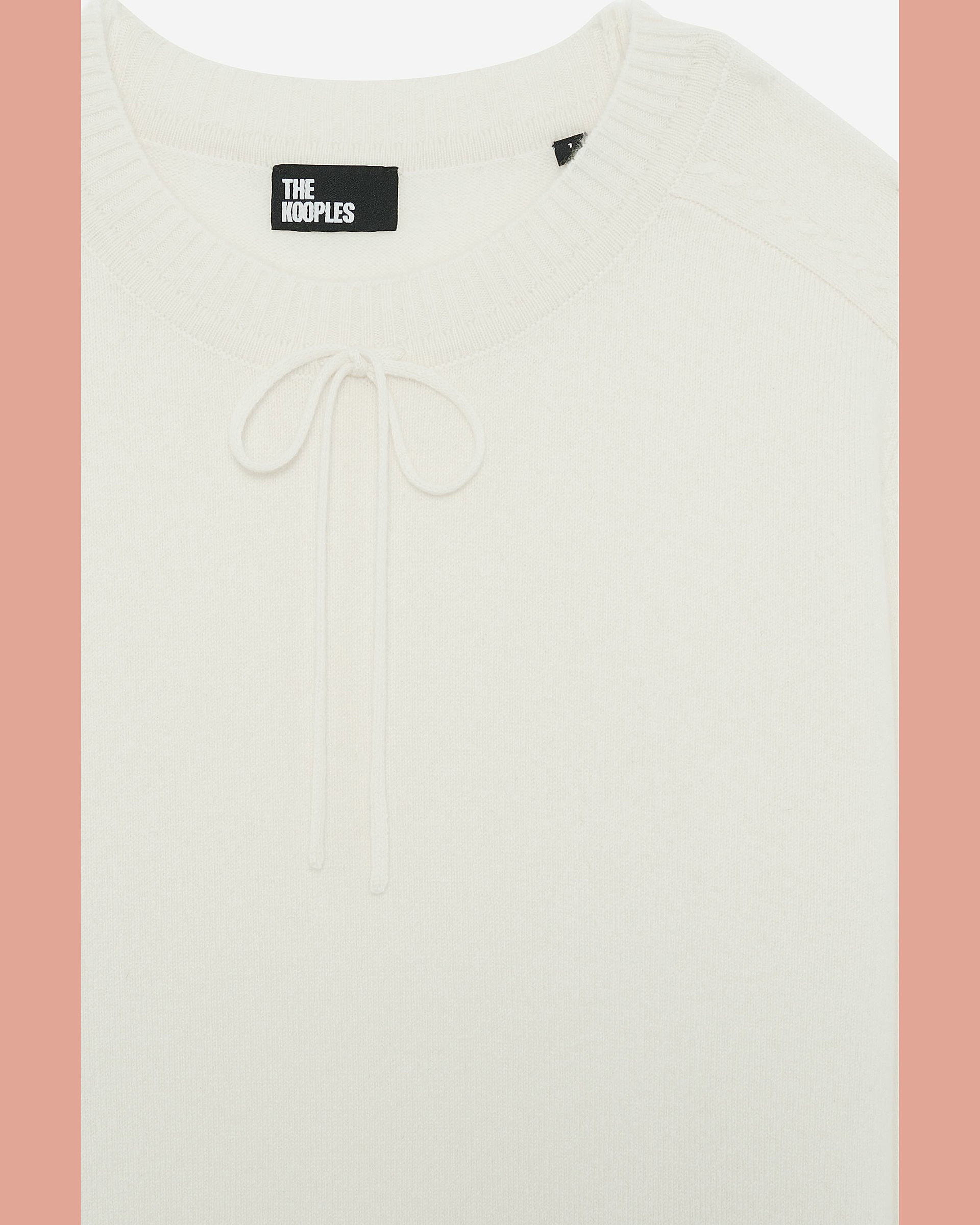 Round-neck cashmere sweater, ecru