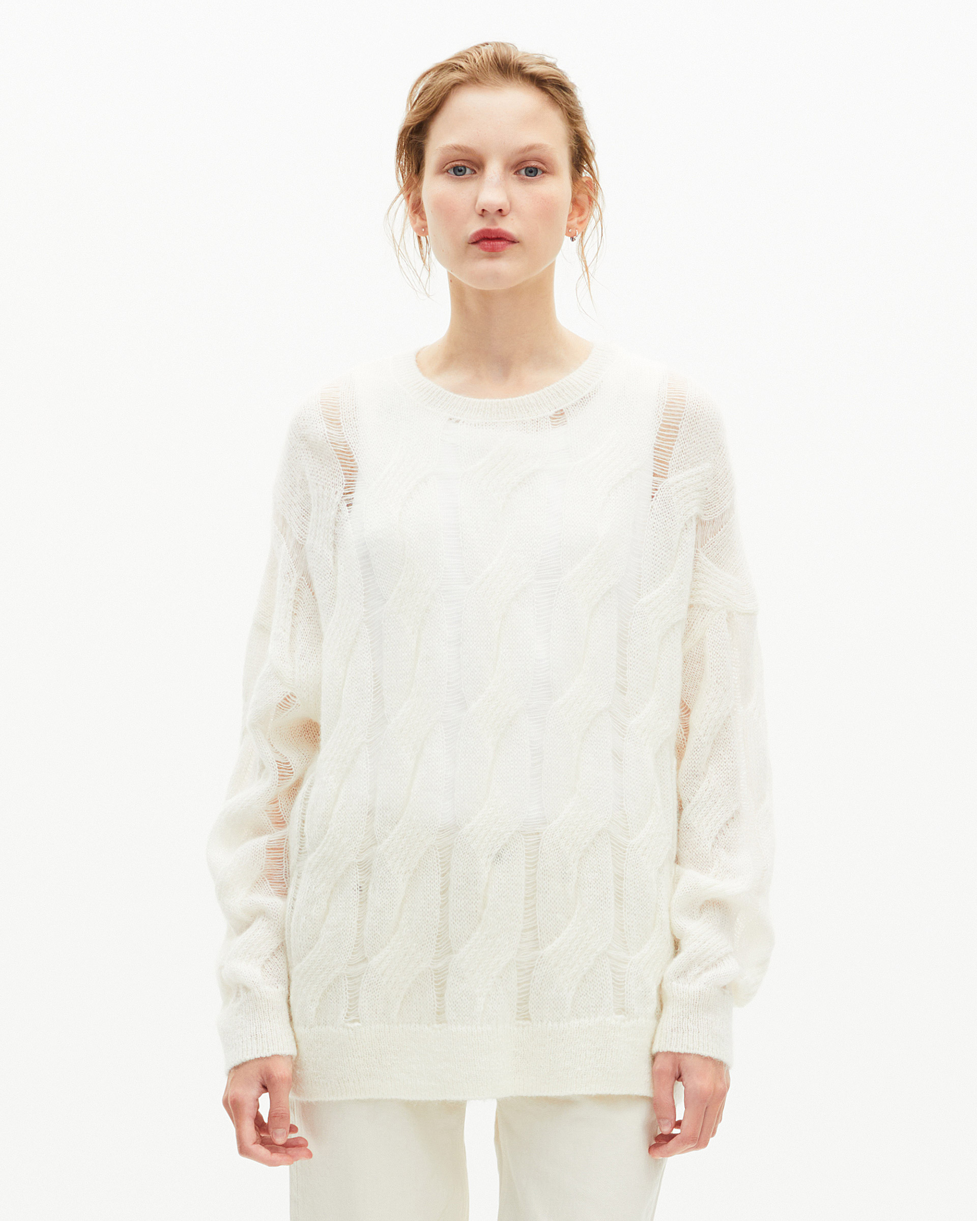 Twisted sweater in ecru wool blend
