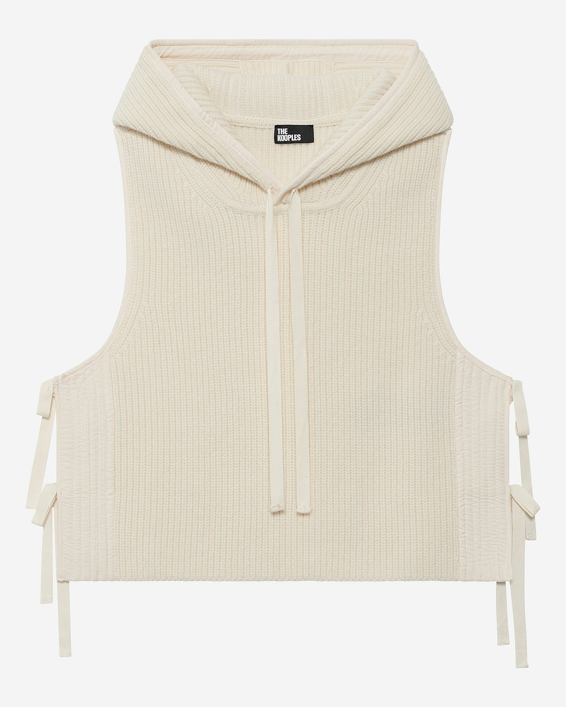 Sleeveless sweater in ecru wool and cotton