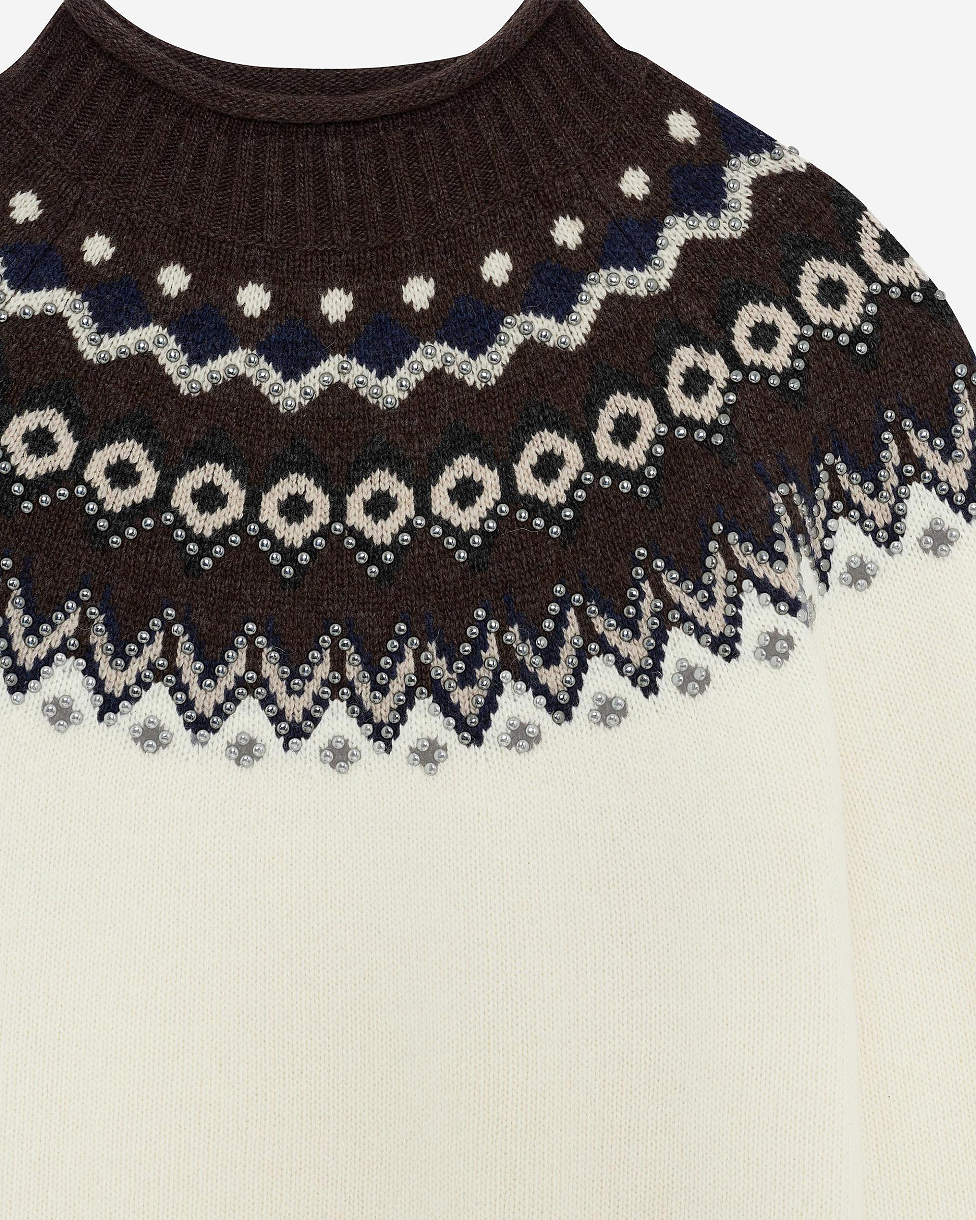 Wool-blend patterned sweater ecru