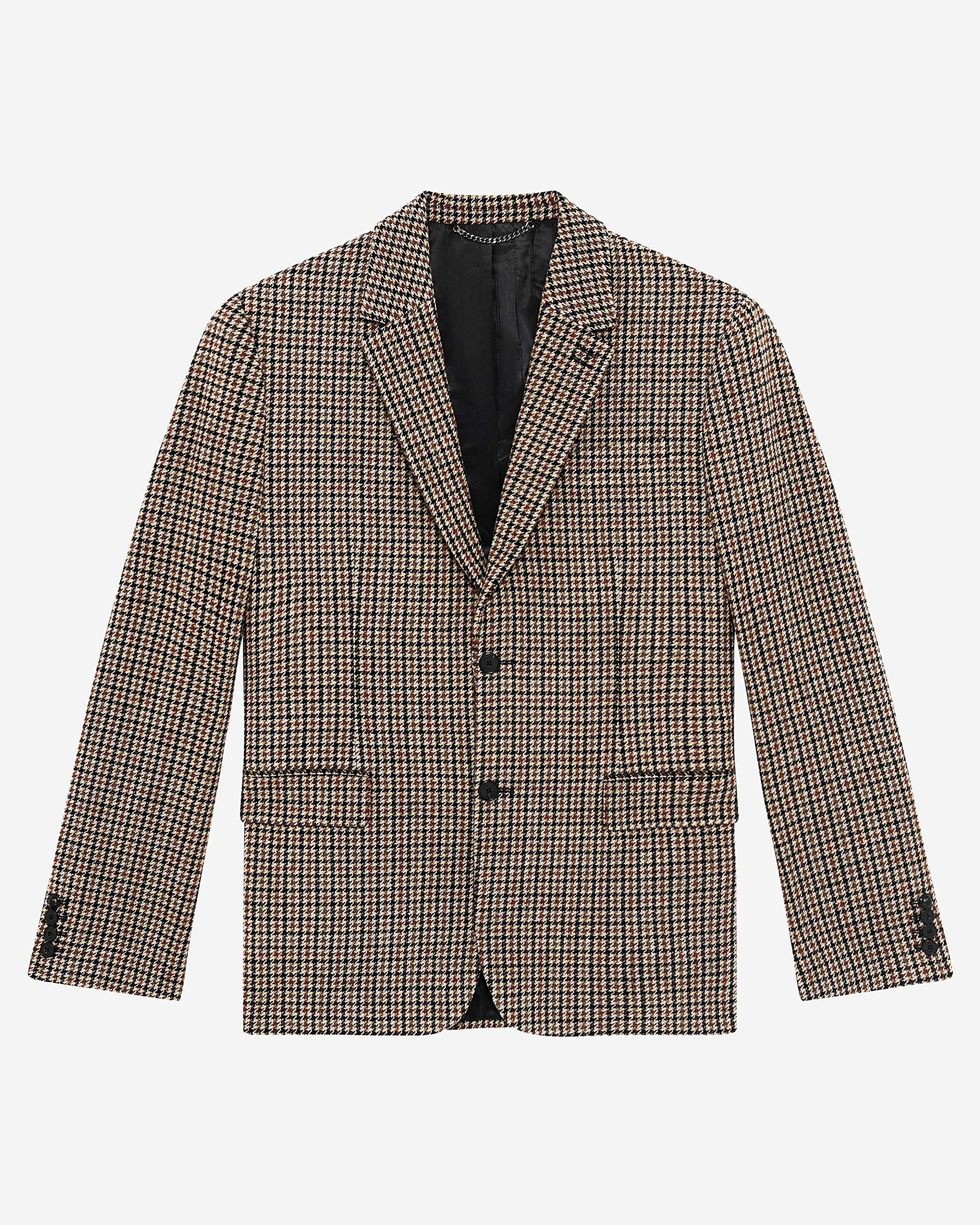 Brown and black houndstooth jacket
