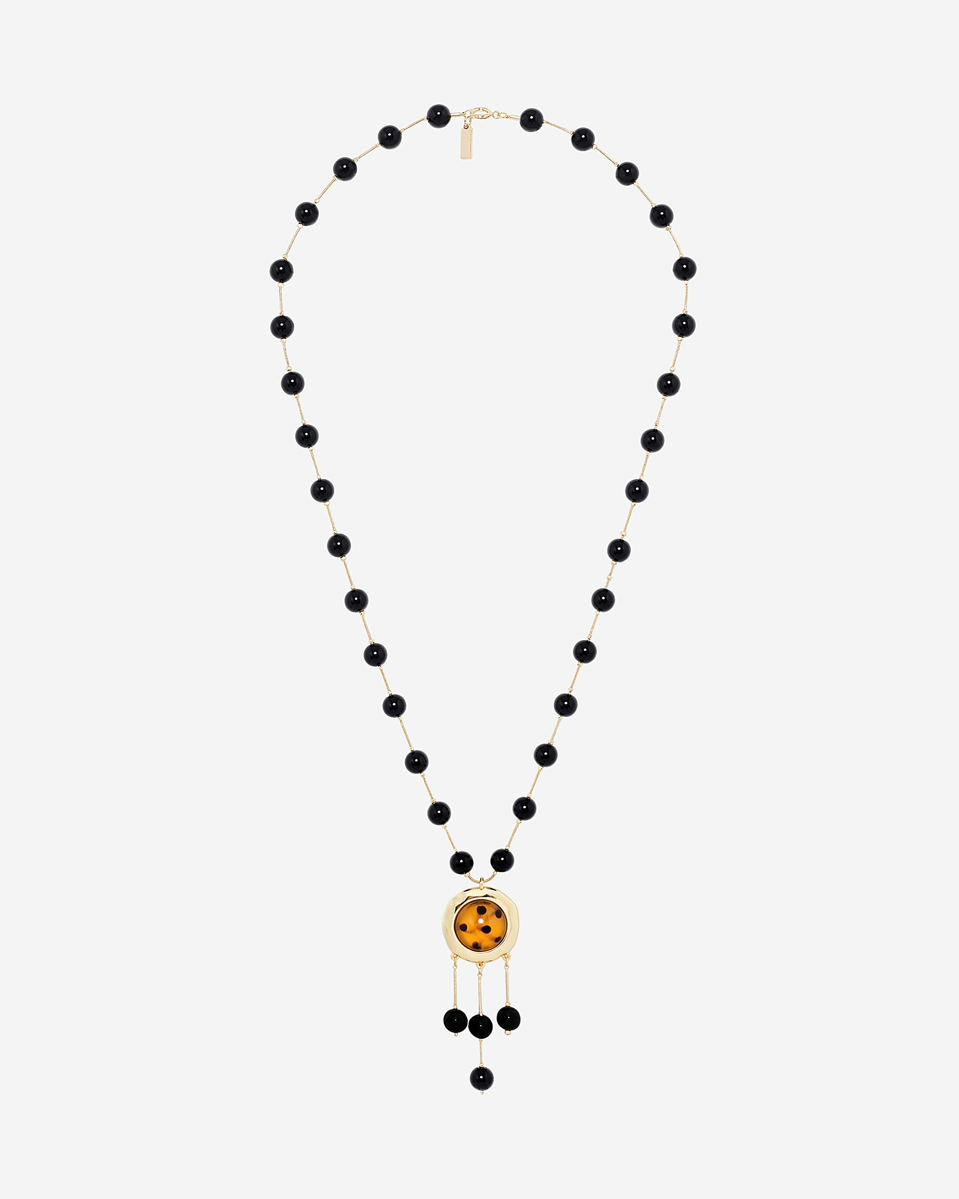 Pearl necklace with orange pendant