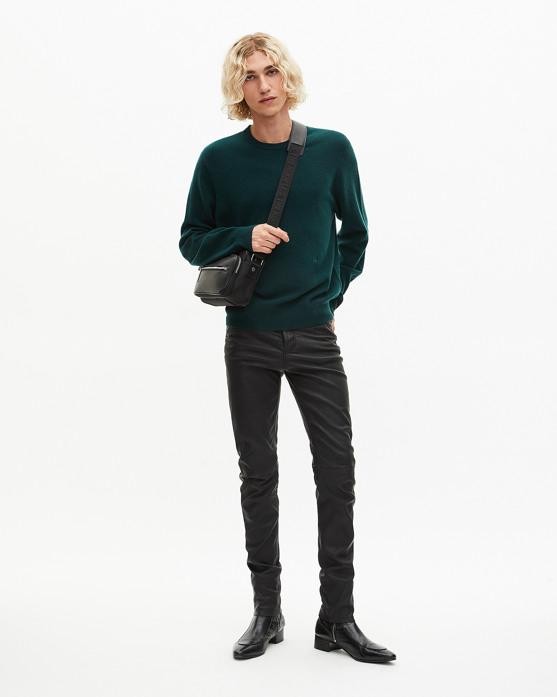 Dark green cashmere round-neck sweater