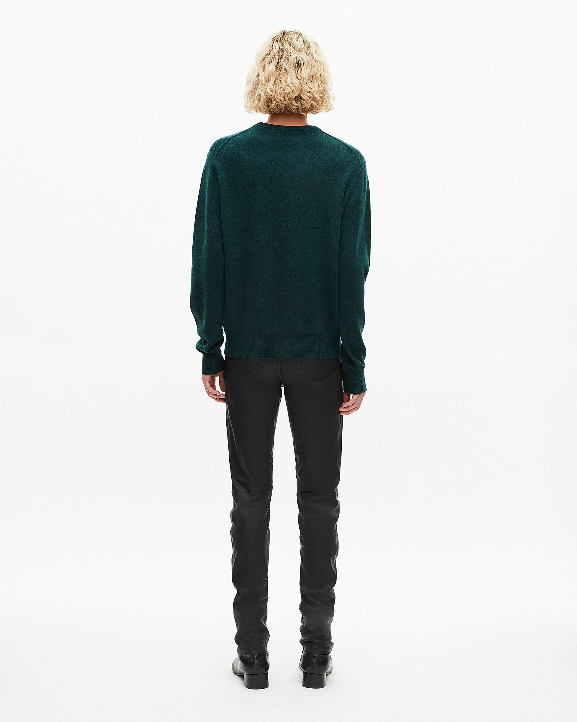 Dark green cashmere round-neck sweater