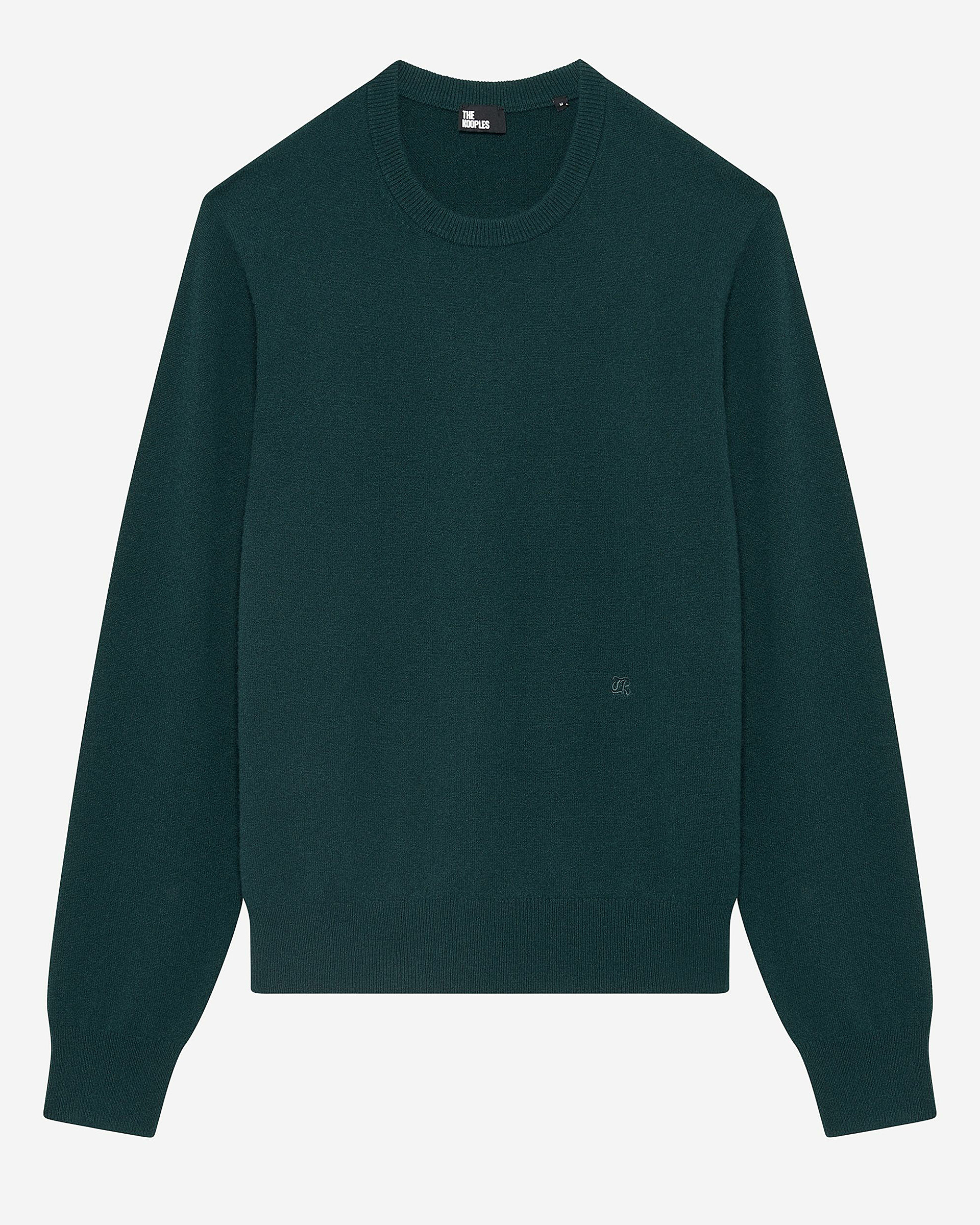 Dark green cashmere round-neck sweater