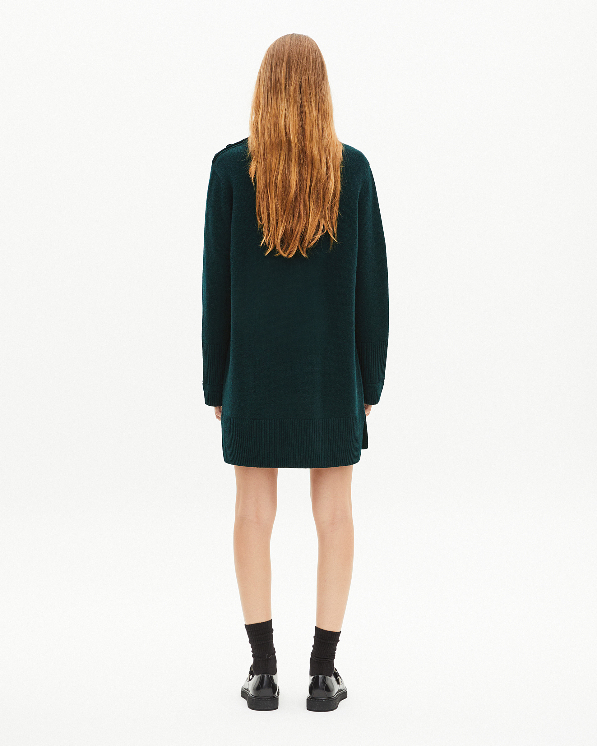 Short dress in green wool