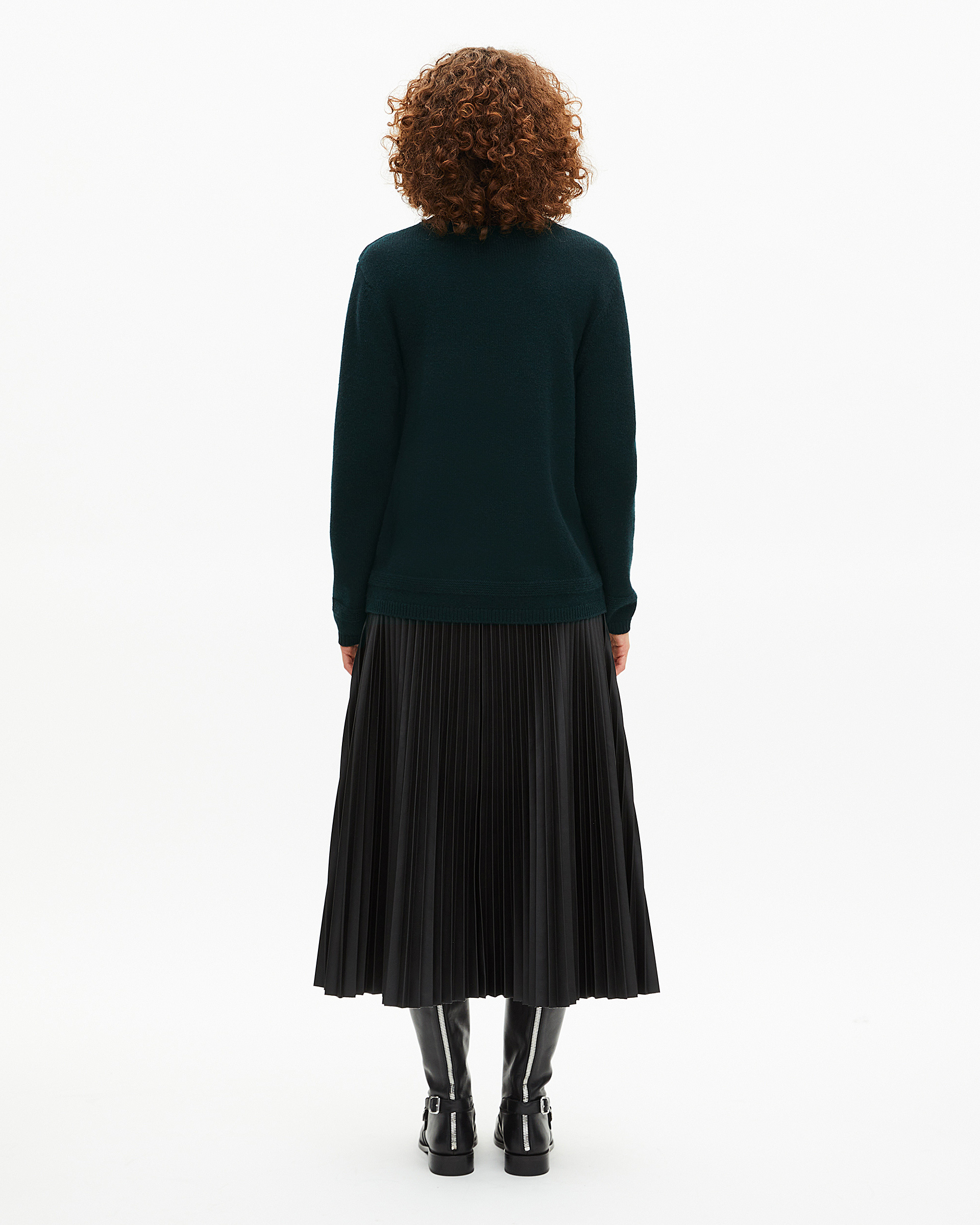Dark green wool stand-up collar sweater