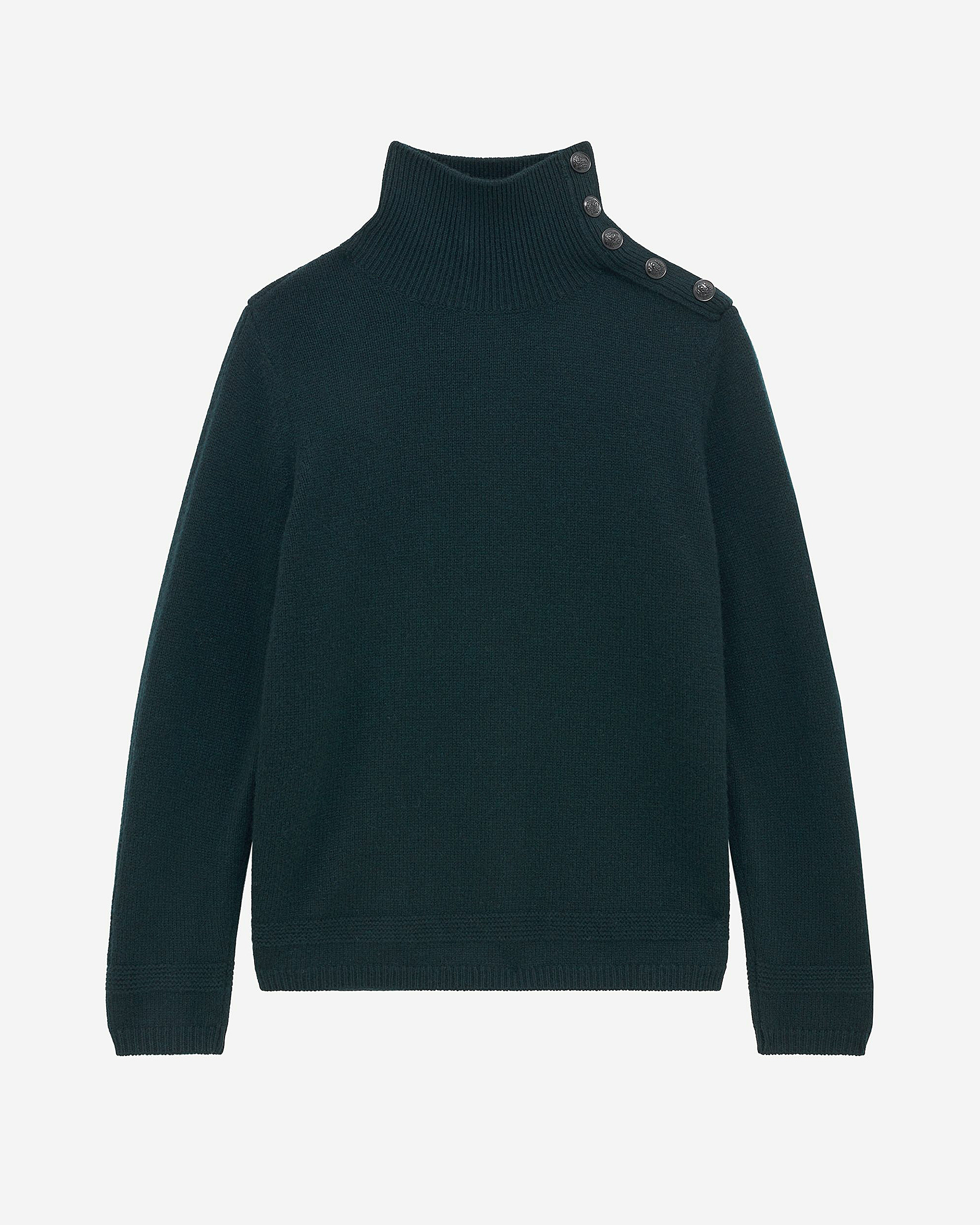 Dark green wool stand-up collar sweater
