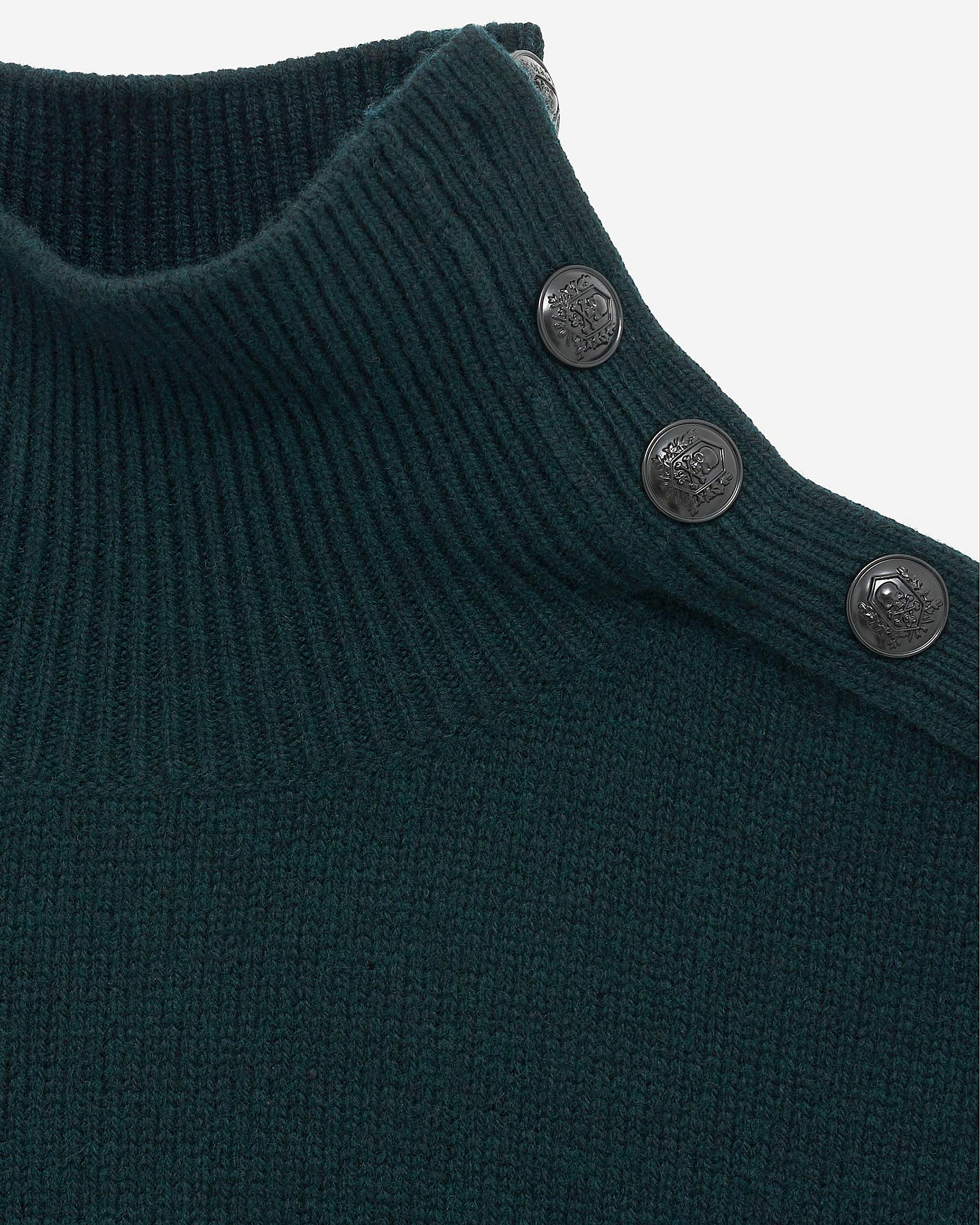Dark green wool stand-up collar sweater