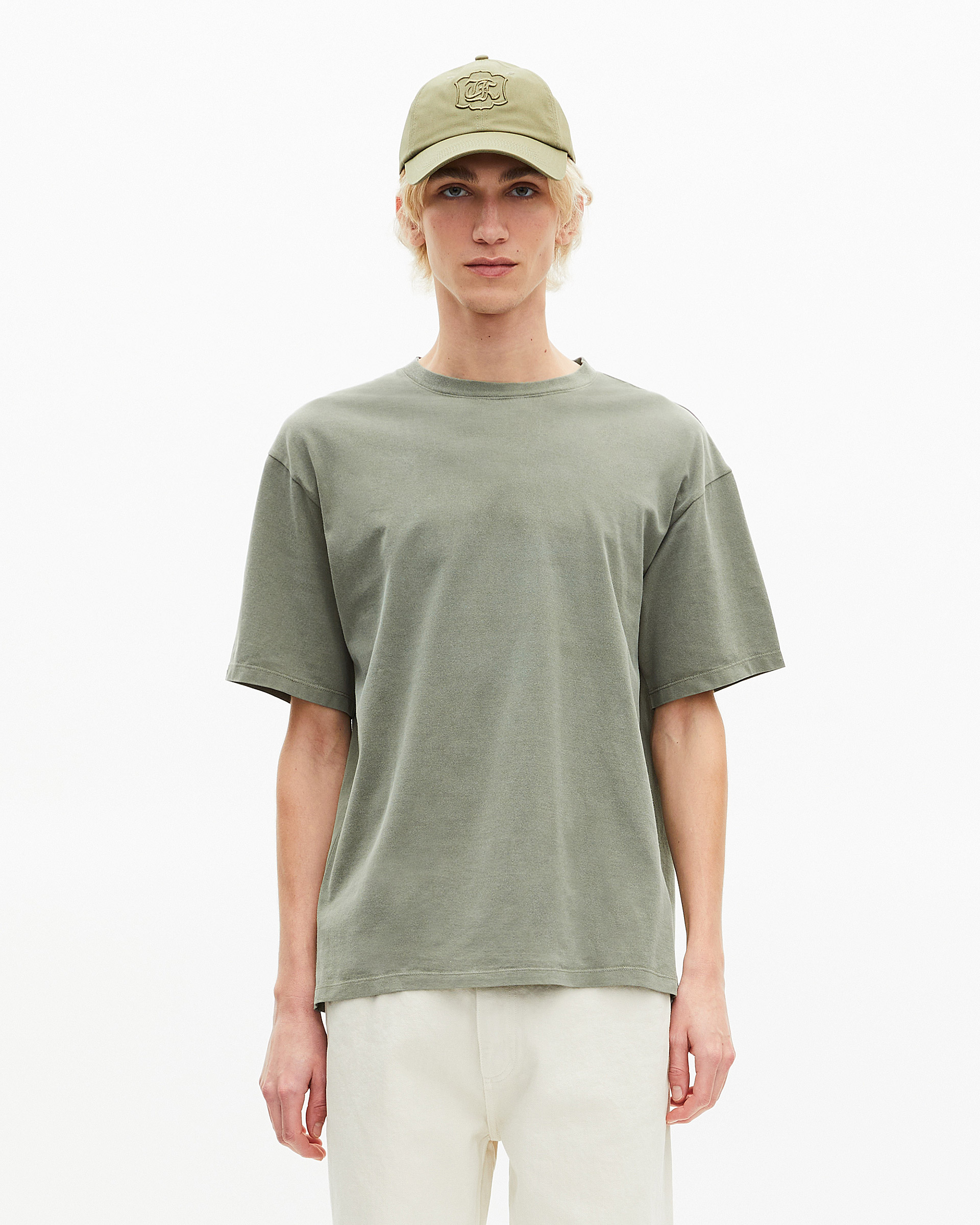 T-shirt with green logo on back