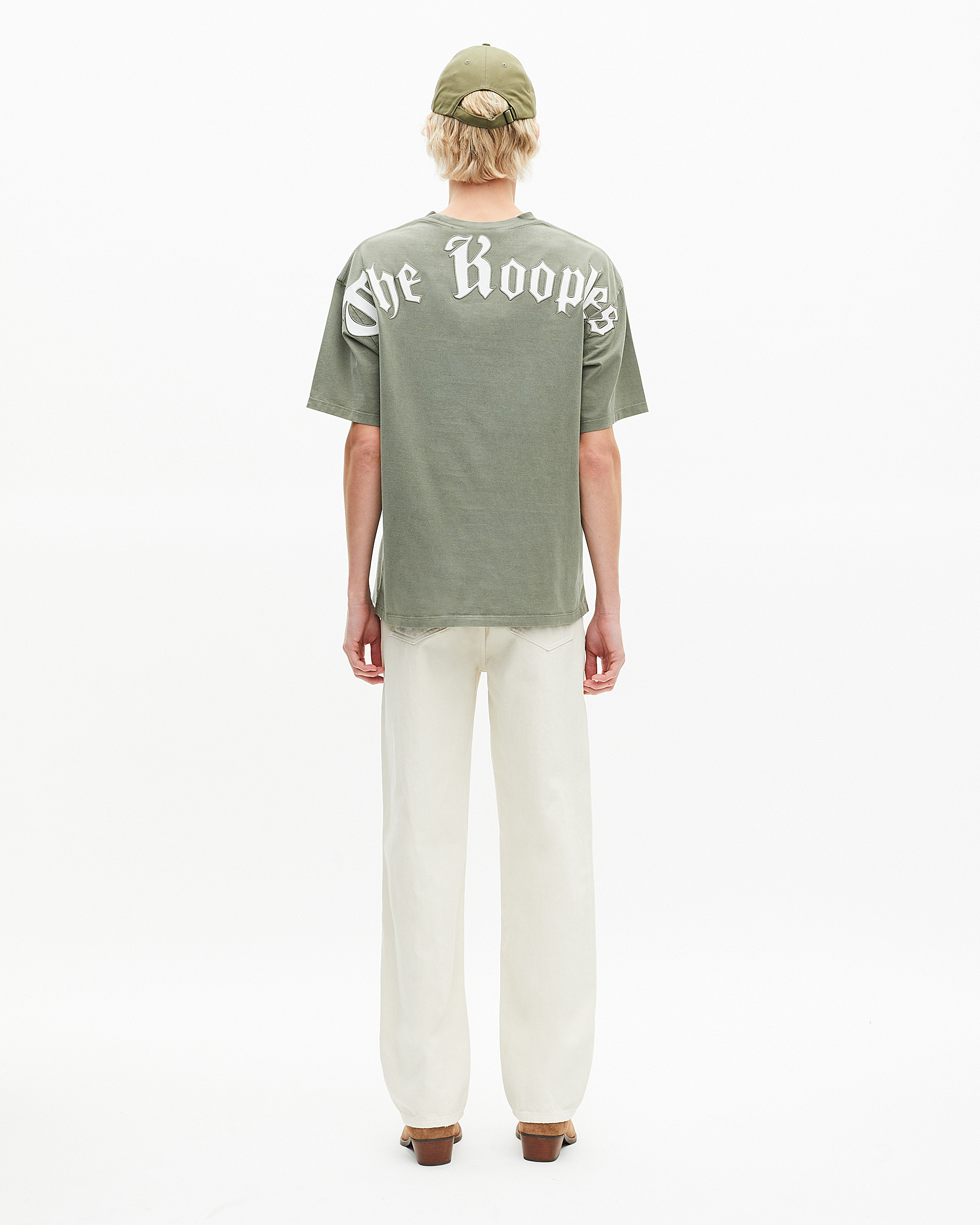 T-shirt with green logo on back