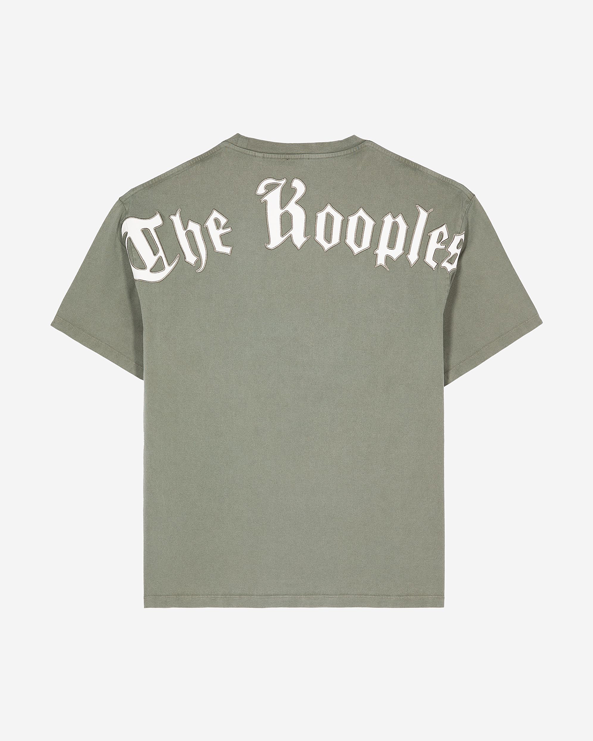 T-shirt with green logo on back