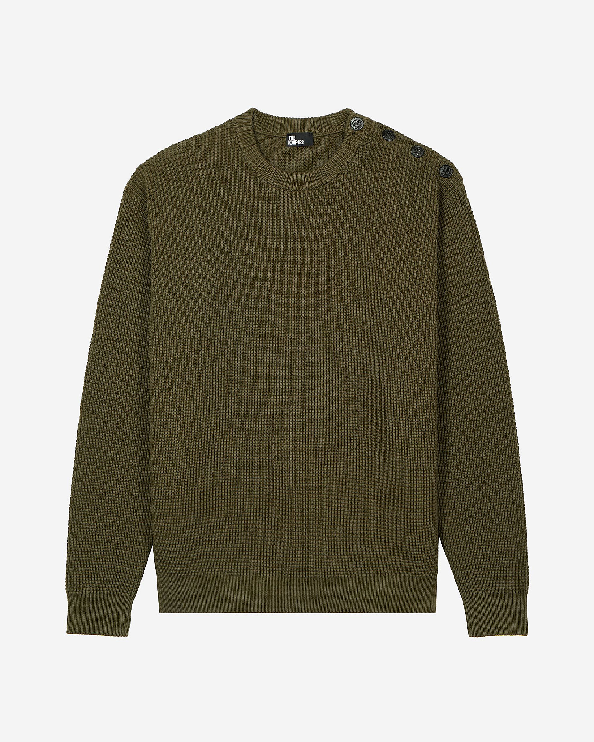 Khaki button placket sweater