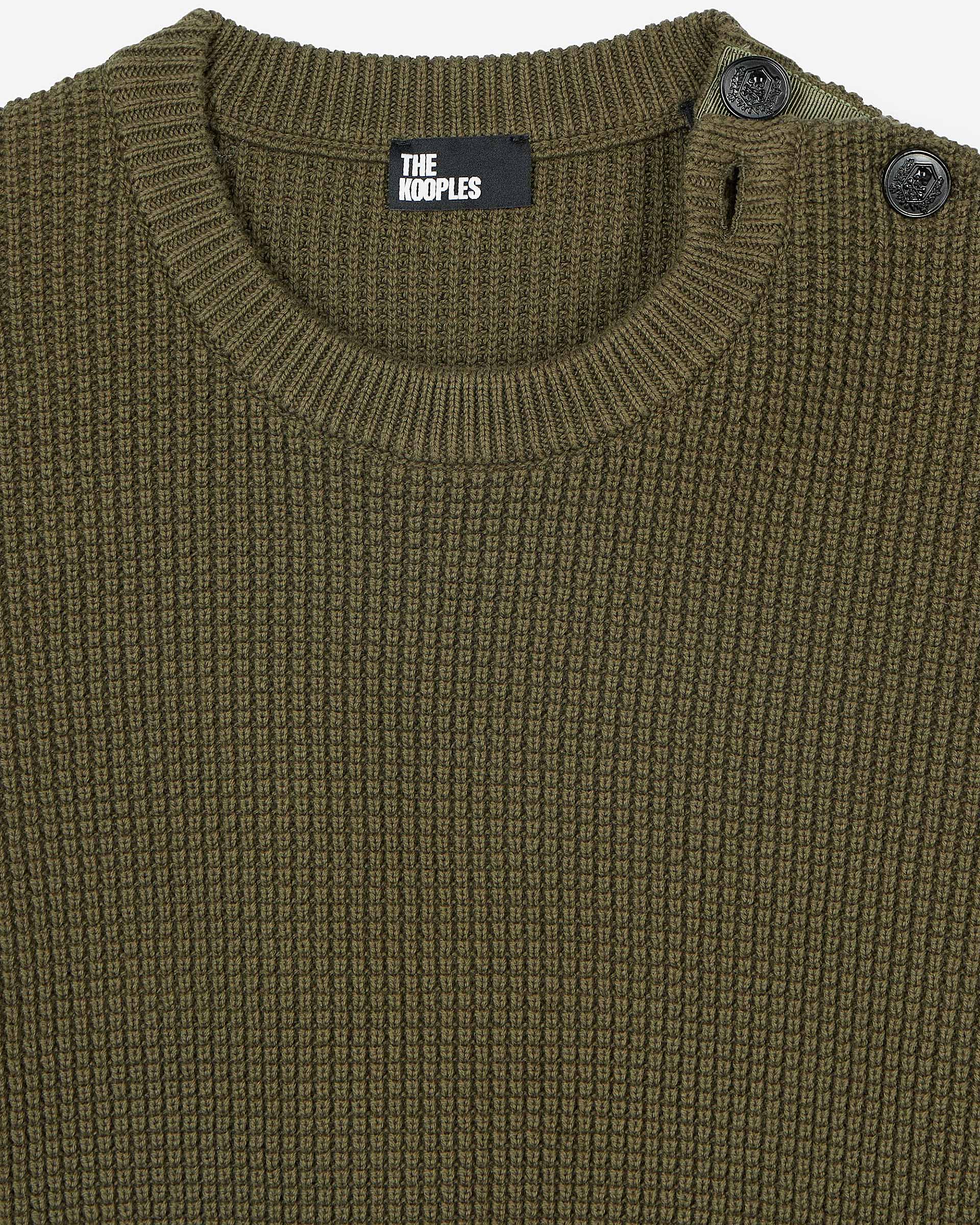 Khaki button placket sweater