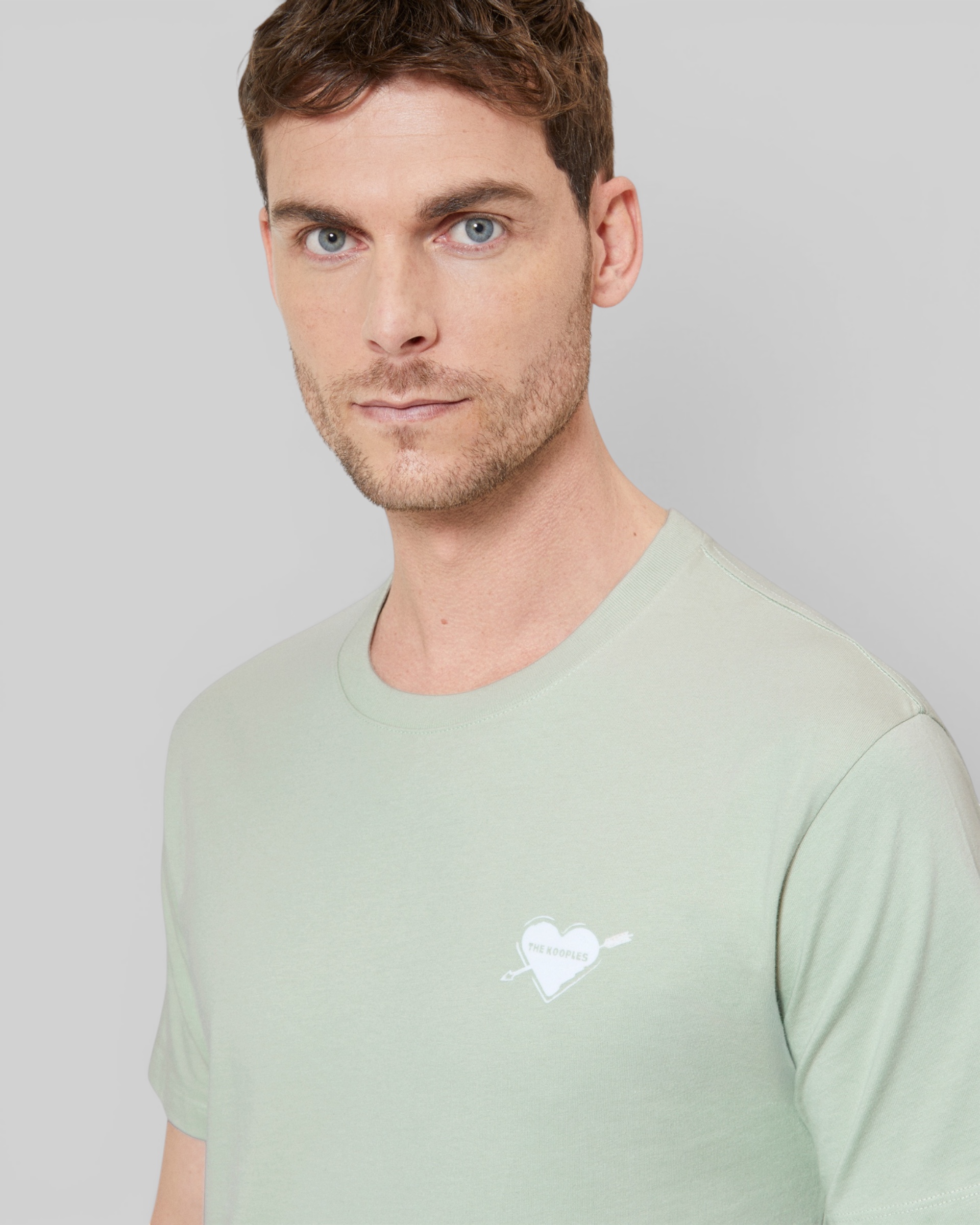 T-shirt with green heart flocking