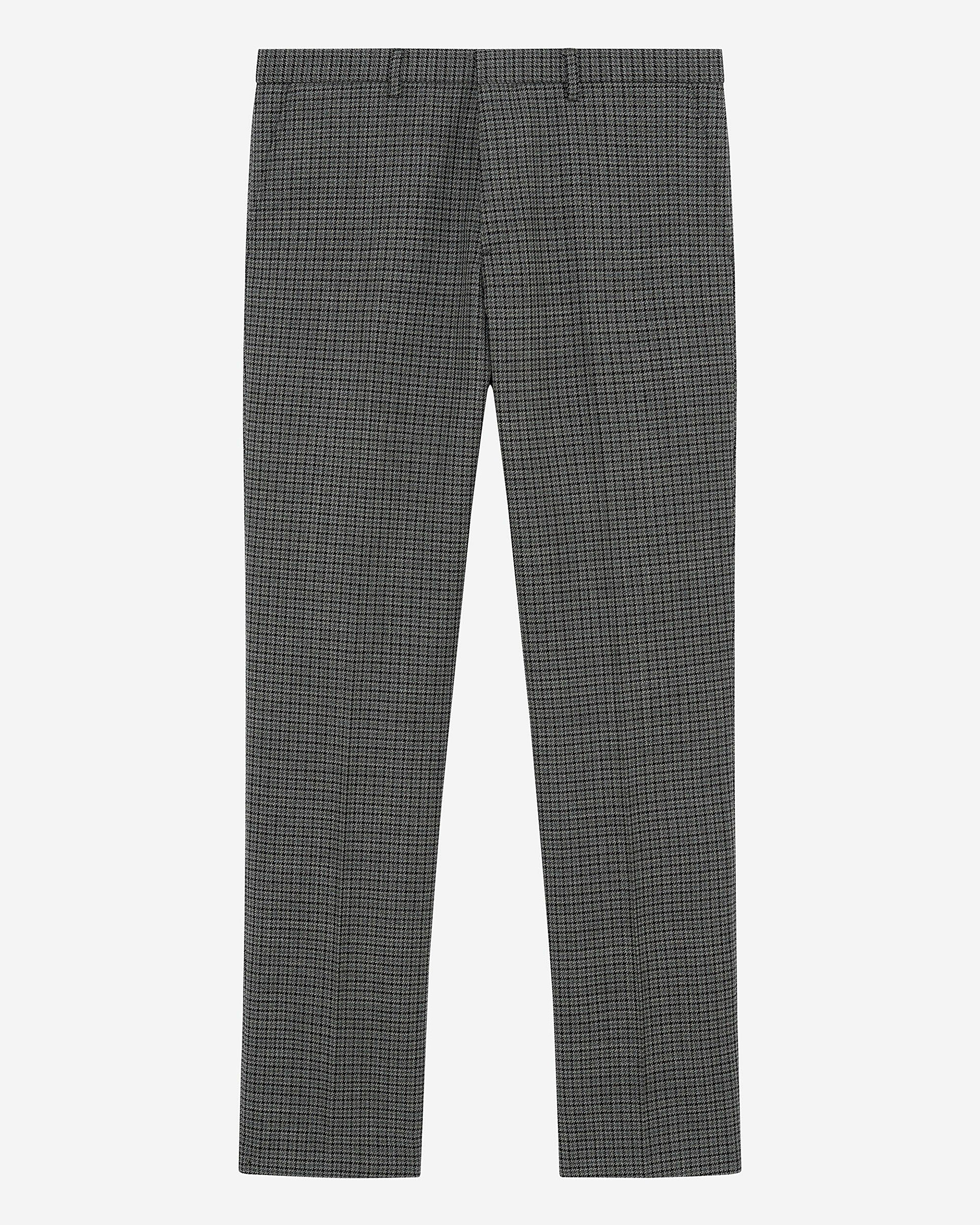 Black and grey houndstooth straight-leg suit pants