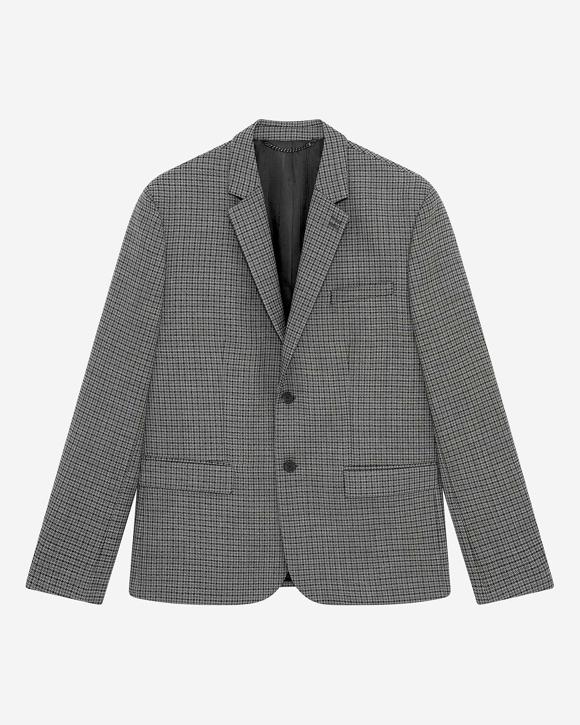 Black and grey houndstooth suit jacket