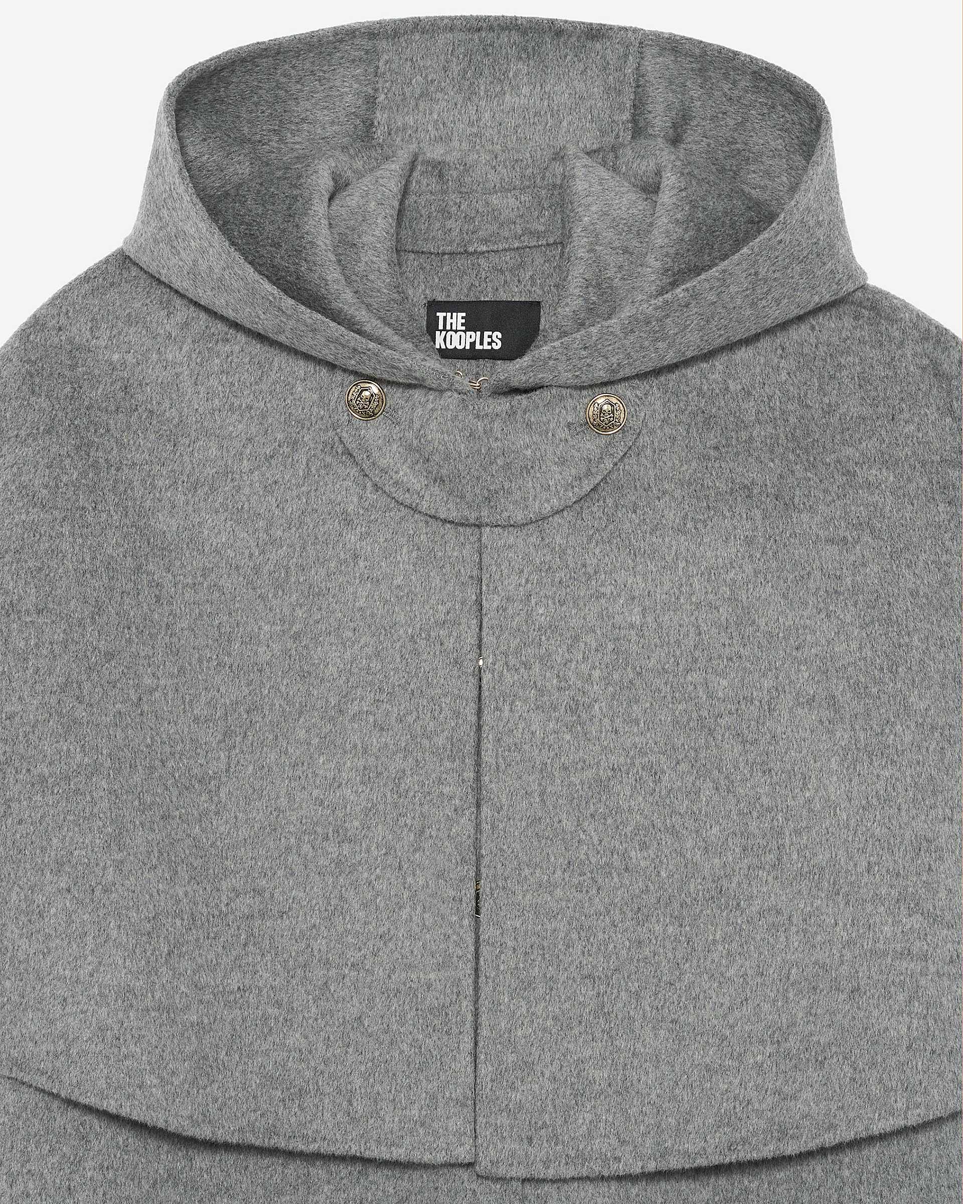 Long double-faced wool coat with grey cape
