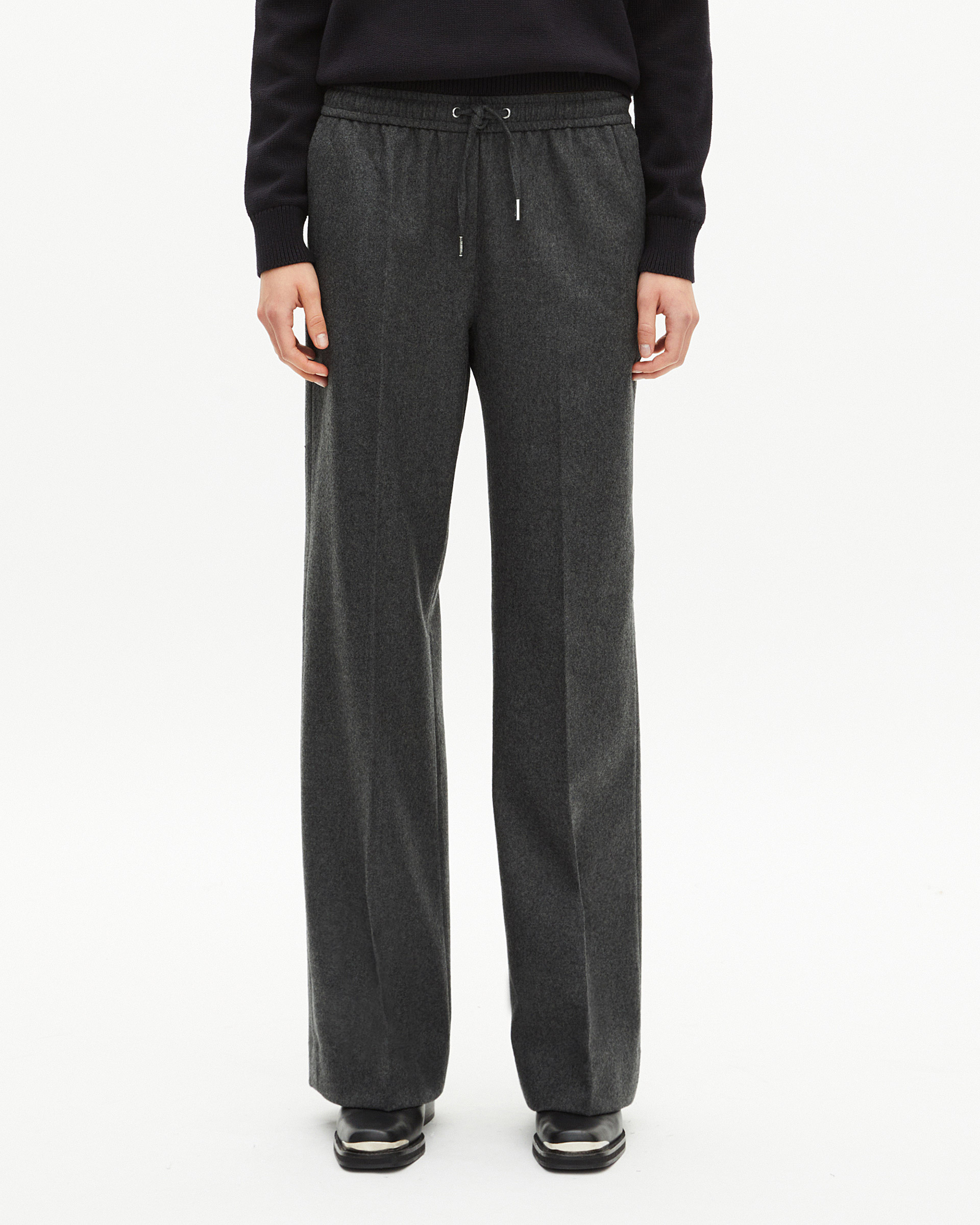 Dark grey flannel wide-leg pants