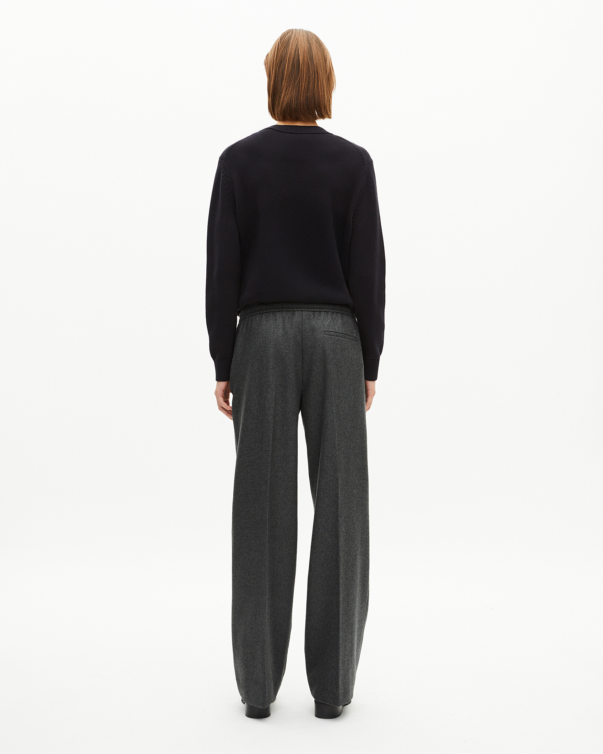 Dark grey flannel wide-leg pants