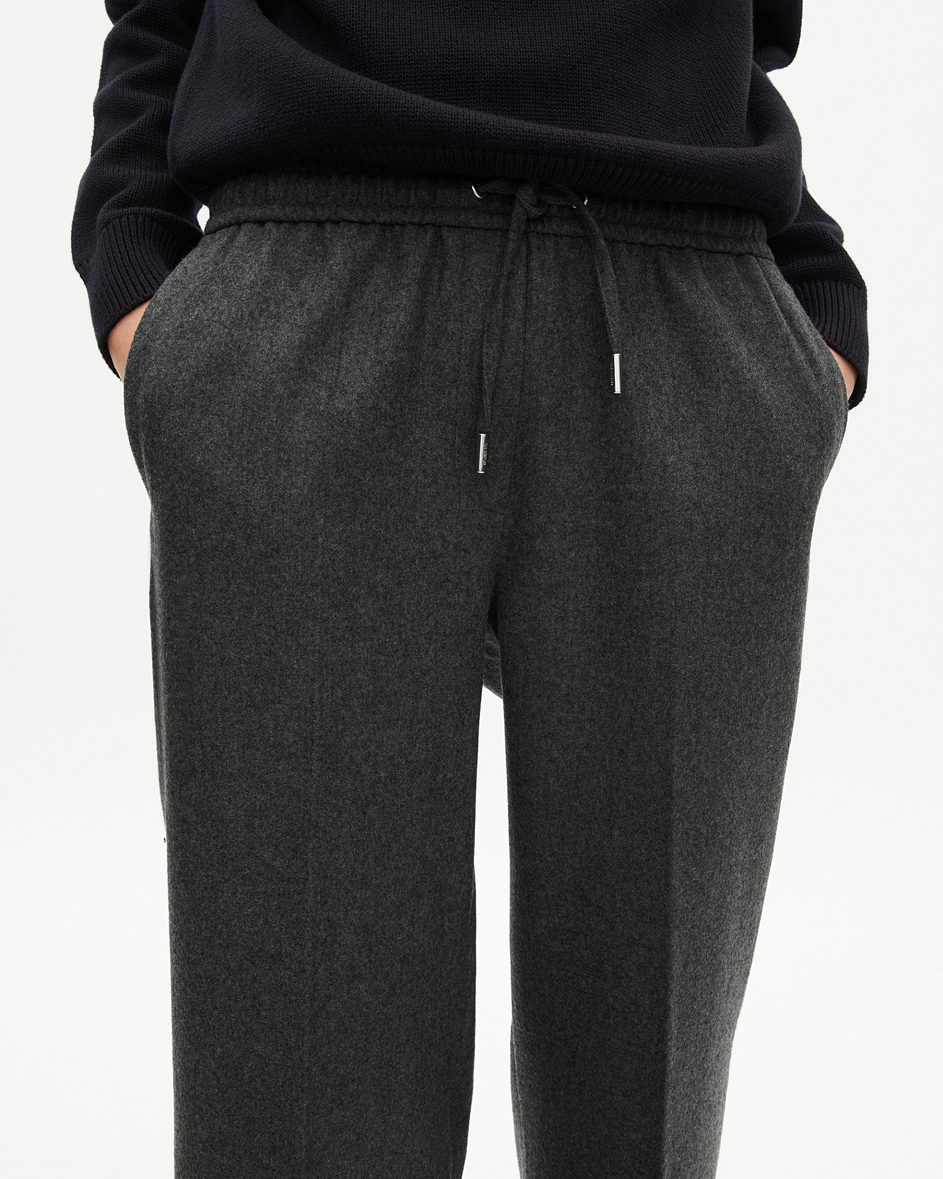 Dark grey flannel wide-leg pants