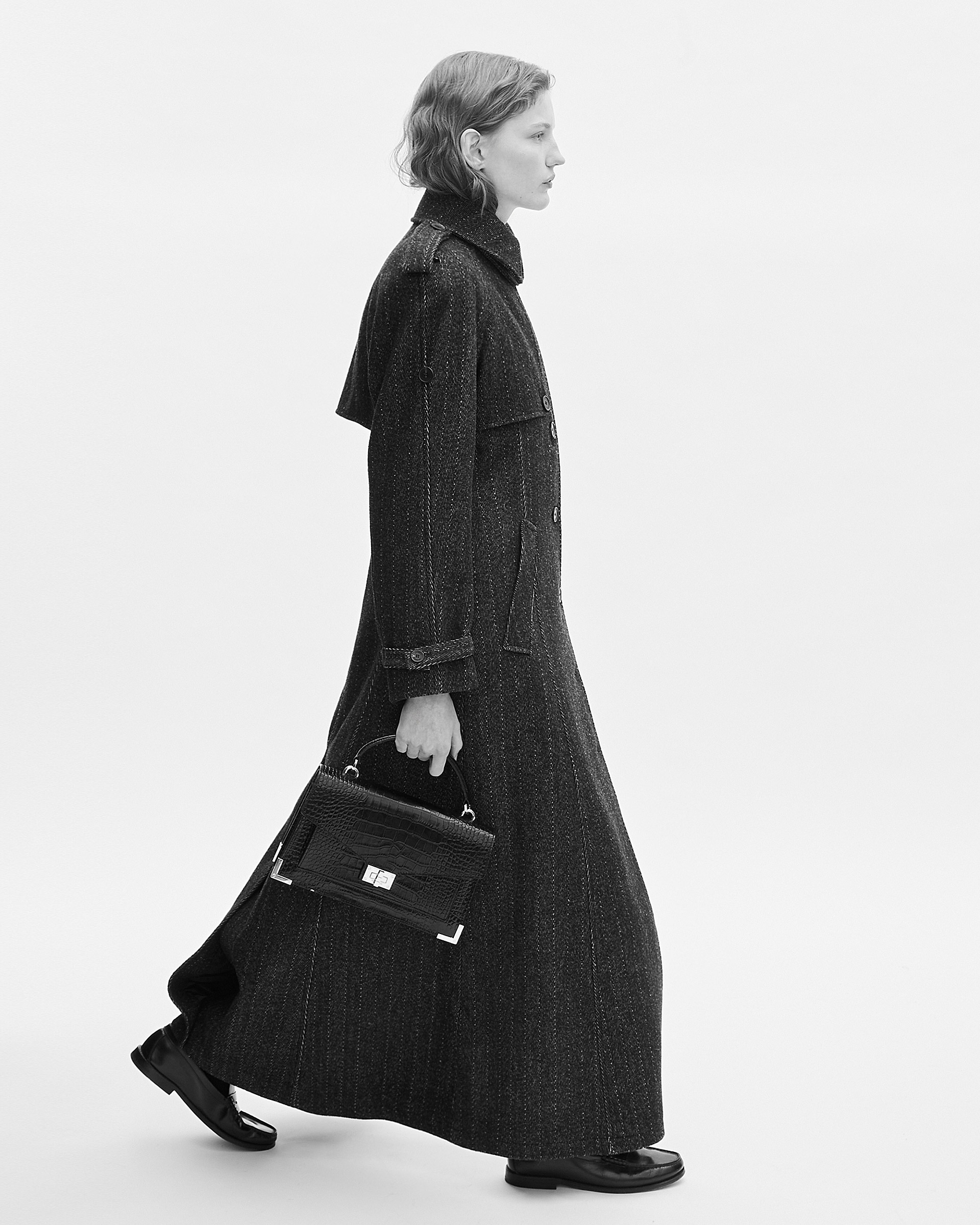 Long dark gray wool coat