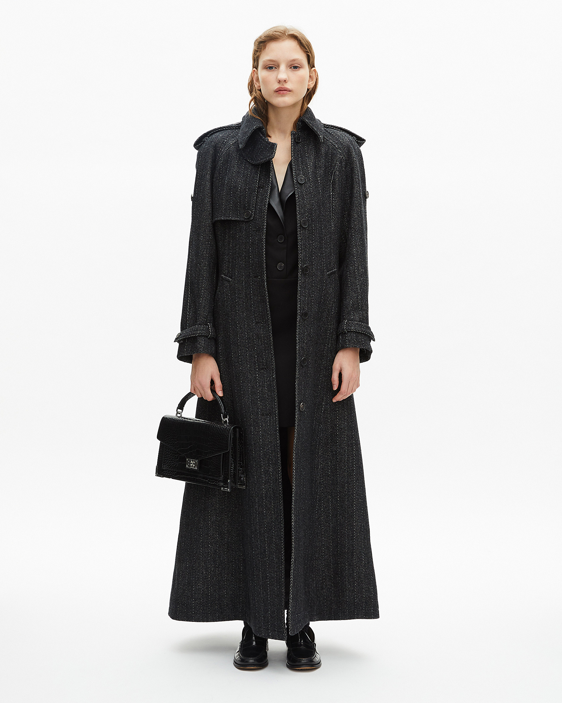 Long dark gray wool coat